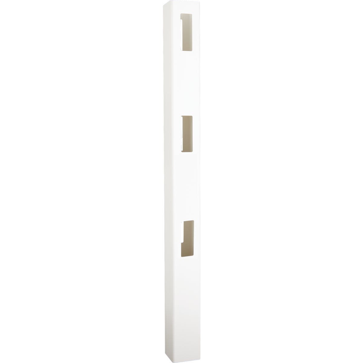 5 In. x 5 In. x 84 In. White Vinyl 3-Rail Fence Line Post