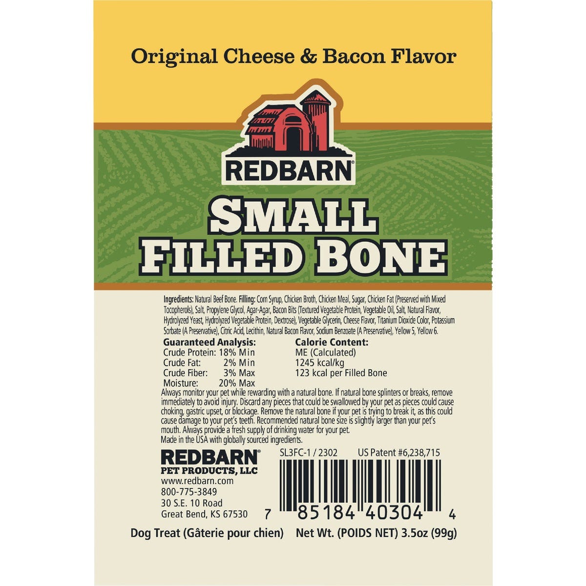 Redbarn Small Cheese & Bacon Flavor Filled Beef Bone Dog Treat