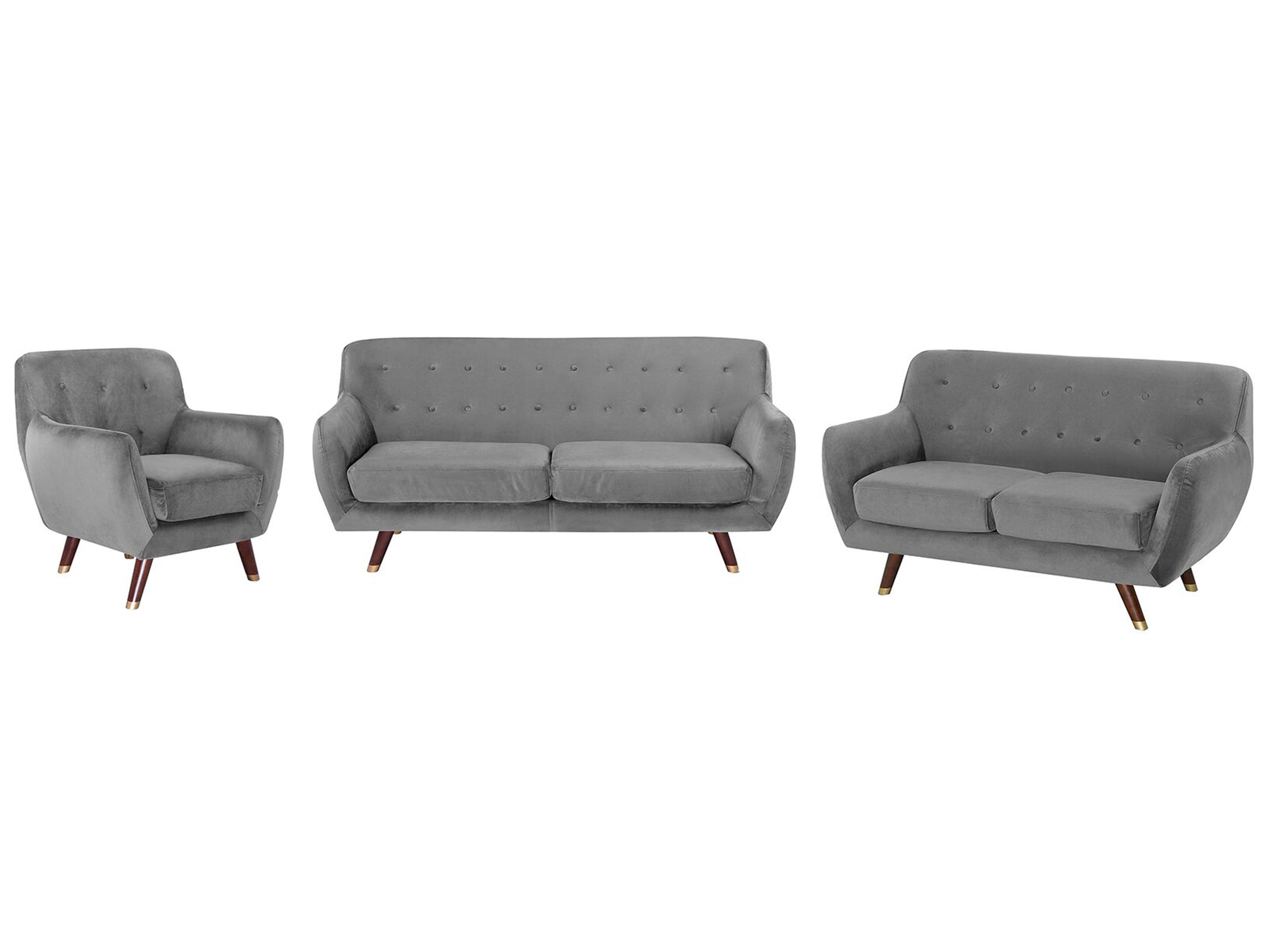 Living Room Set 6 Seater BODO Velvet Grey
