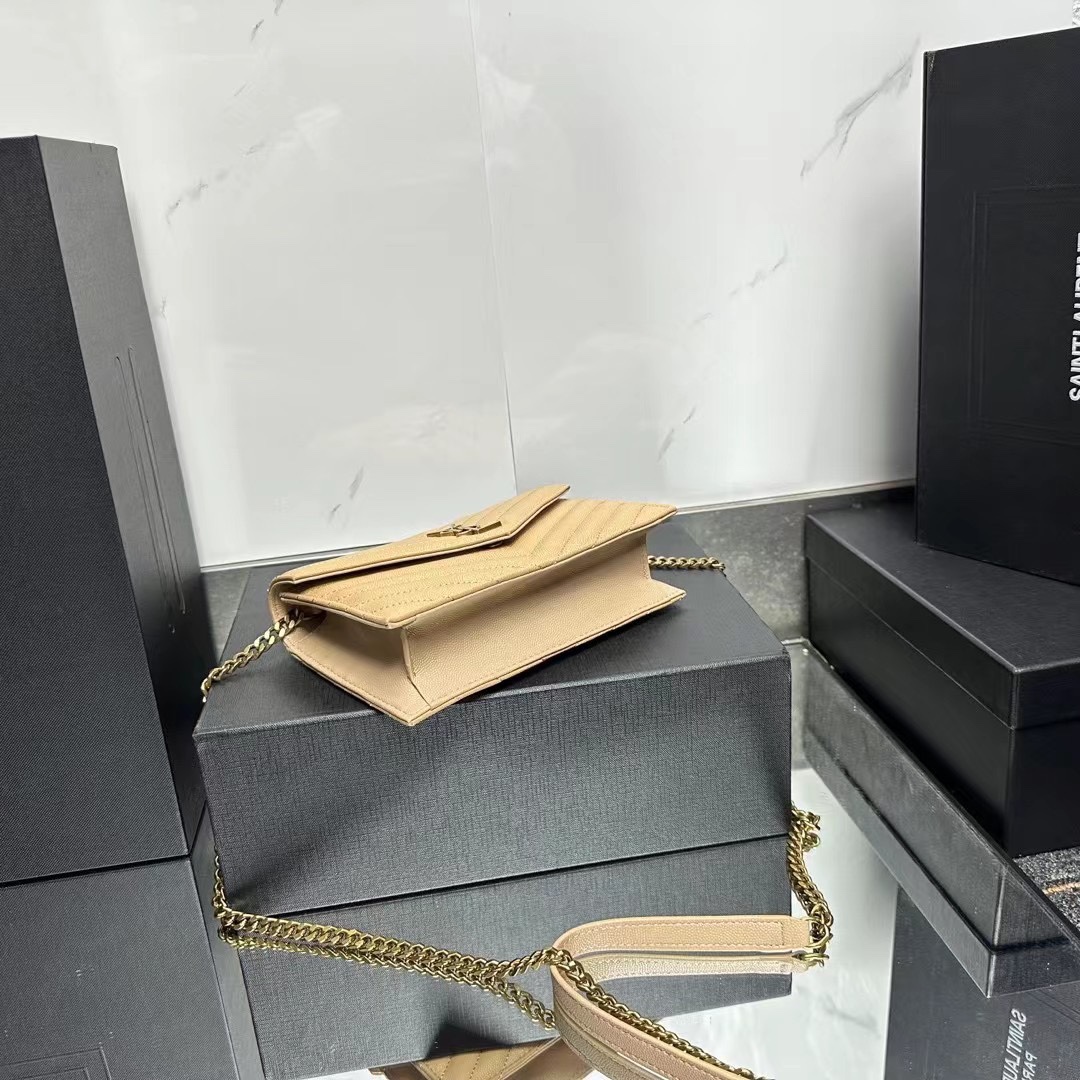 YSL Chain Shoulder Bag- Beige Leather & Gold Hardware1:1High-quality replica