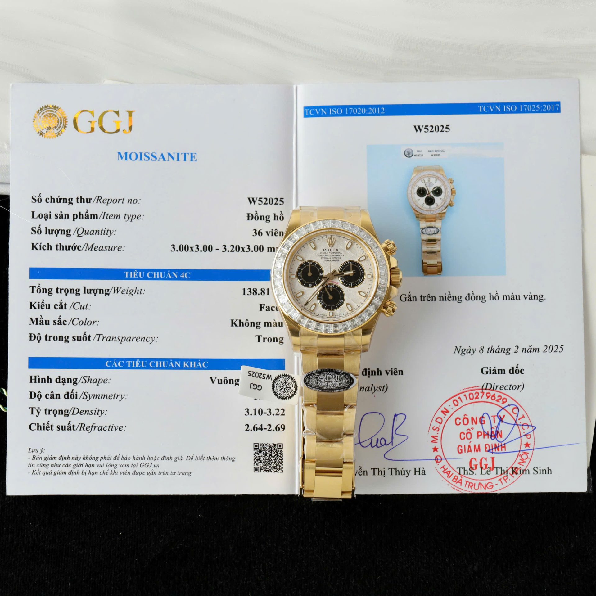 Rolex Daytona Meteorite Dial Copies Watch Gold Wrapped + Moisanite Baguette 40mm - Elite Watch Atelier