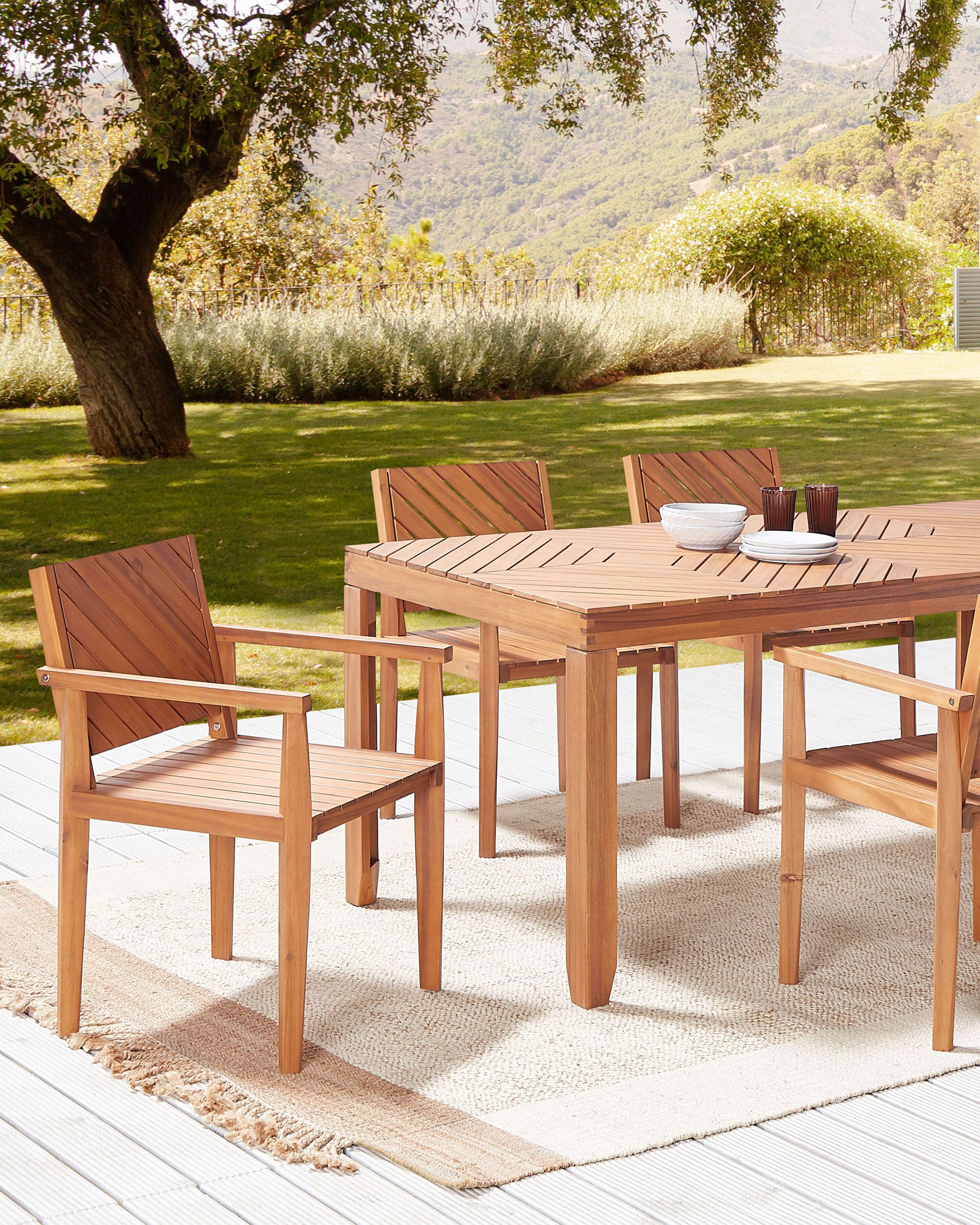 Set of 6 Garden Chairs BARATTI Acacia Wood Brown