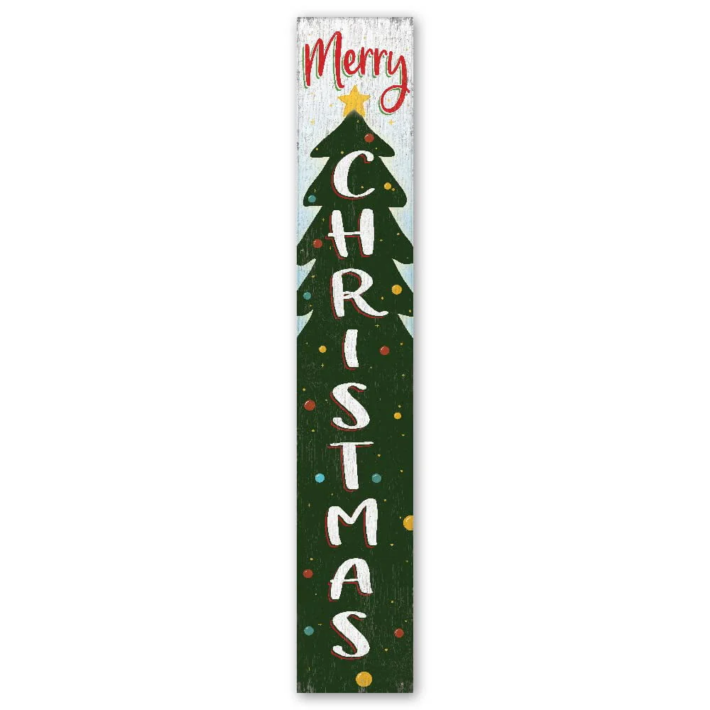 My Word! Merry Christmas Holiday Porch Board Welcome Sign and Porch Leaner for Front Porch, Yard, Deck, Patio, Wall - Indoor Outdoor Farmhouse Rustic Vertical Porch and Yard Decor 8