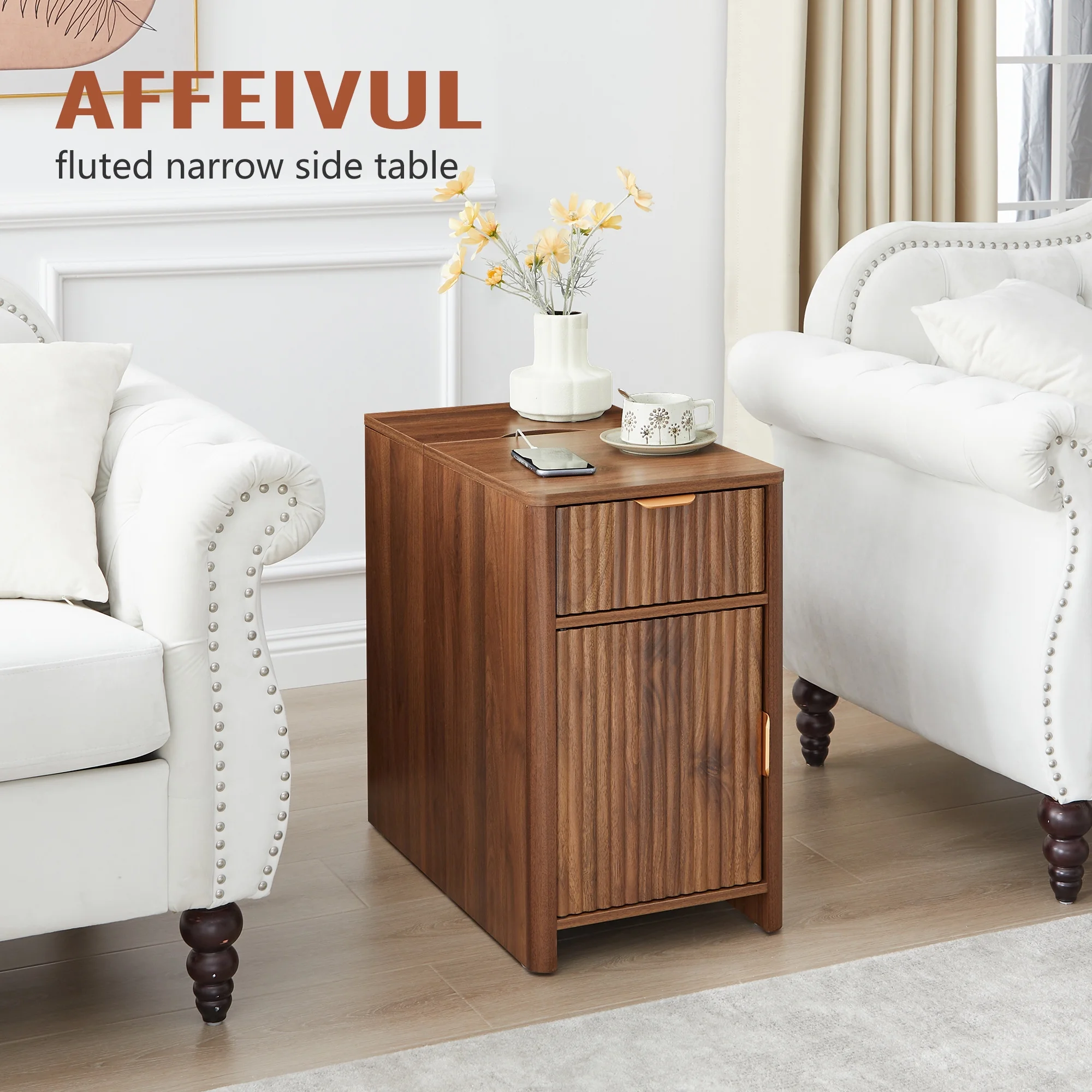 YOCWO Fluted Nightstand for Bedroom Set of 2 , Wood Bedside Table Set of 2 with Drawers, Black - Image 51
