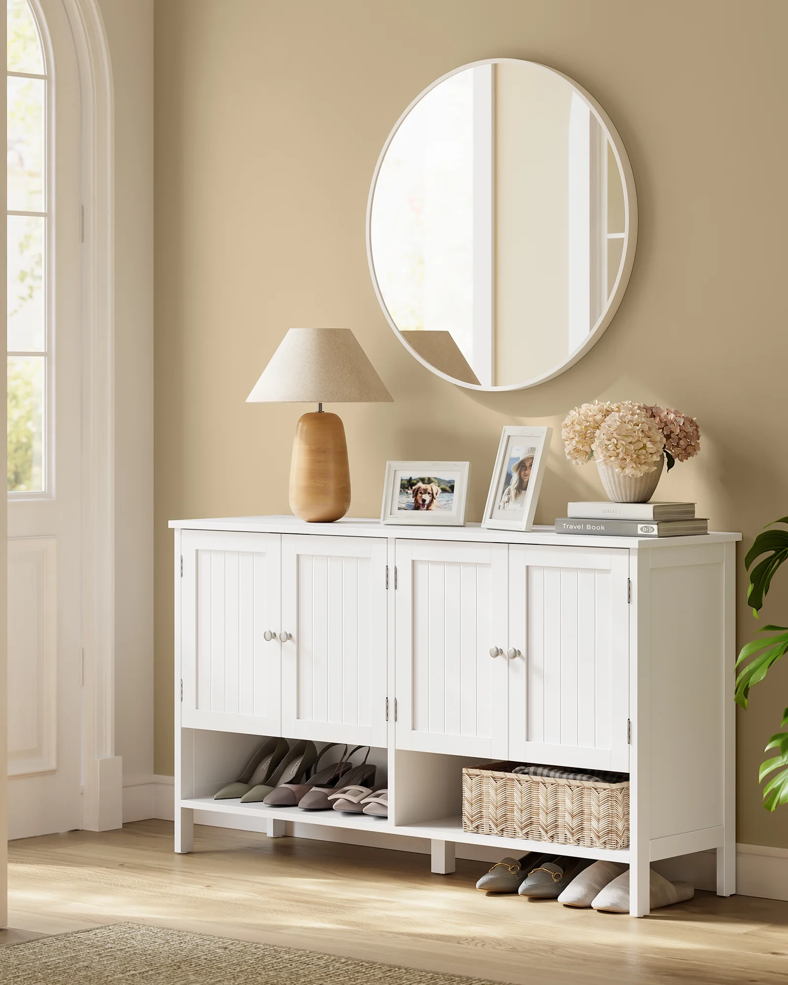 Shoe Cabinet, 3-Tier Shoe Storage Organizer, shoe shelf, Modern Country Cabinet,Freestanding Cabinet with Height-Adjustable Shelf, 13.8 x 47.2 x 27.6 Inches, Entryway, CloudWhite - Image 4