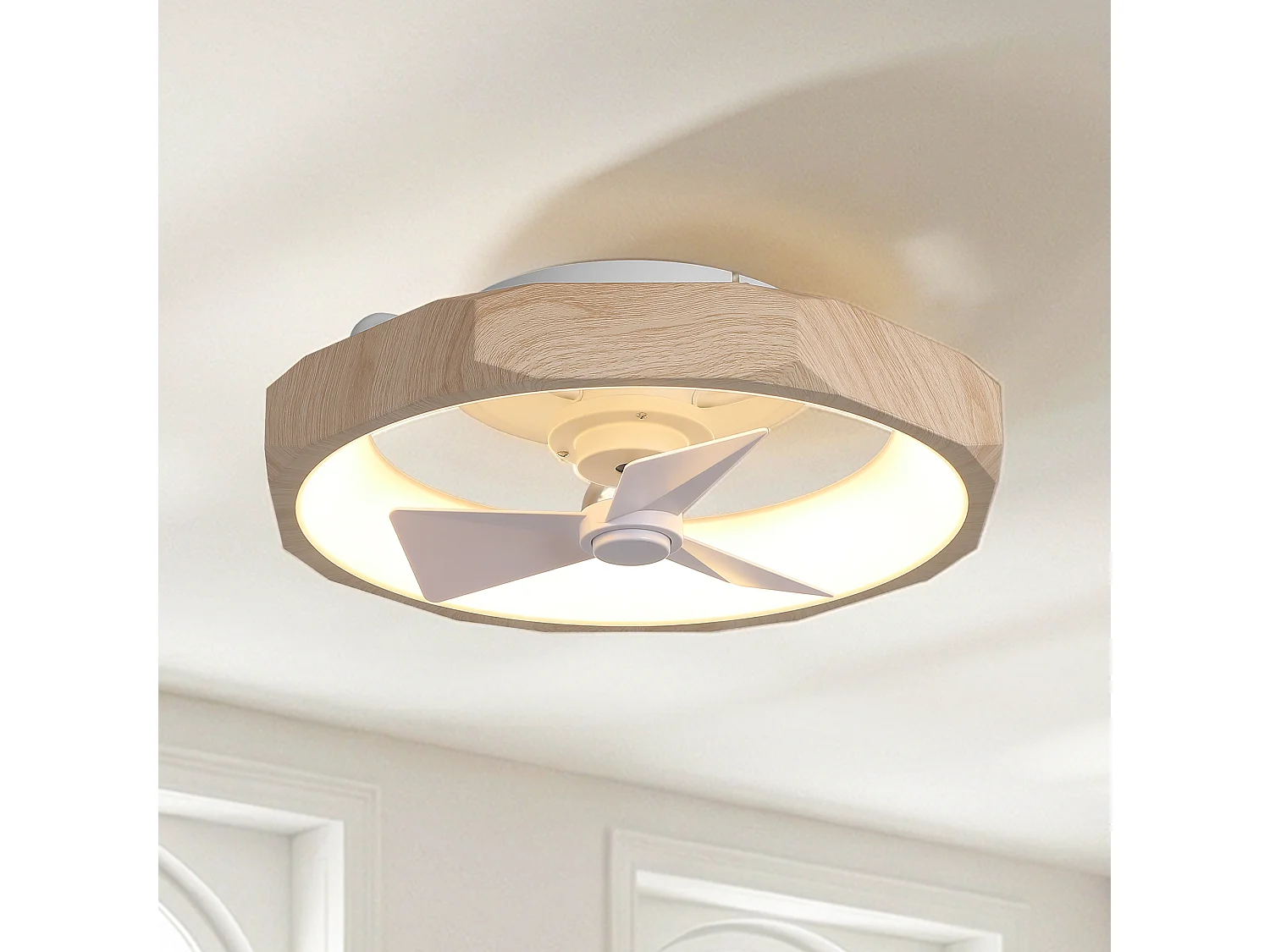 Parrot Uncle Ventilateur de plafond 48 cm pour chambre avec éclairage LED, télécommande, 3 températures de couleur, 6 vitesses, silencieux, blanc mat