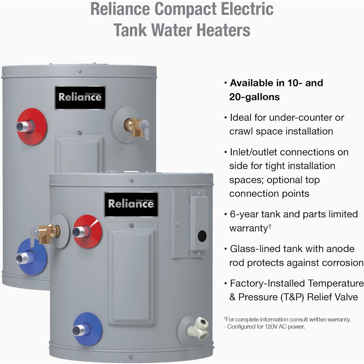 Reliance 10 Gal. Compact 6 Year 1650-Watt Element Electric Water Heater