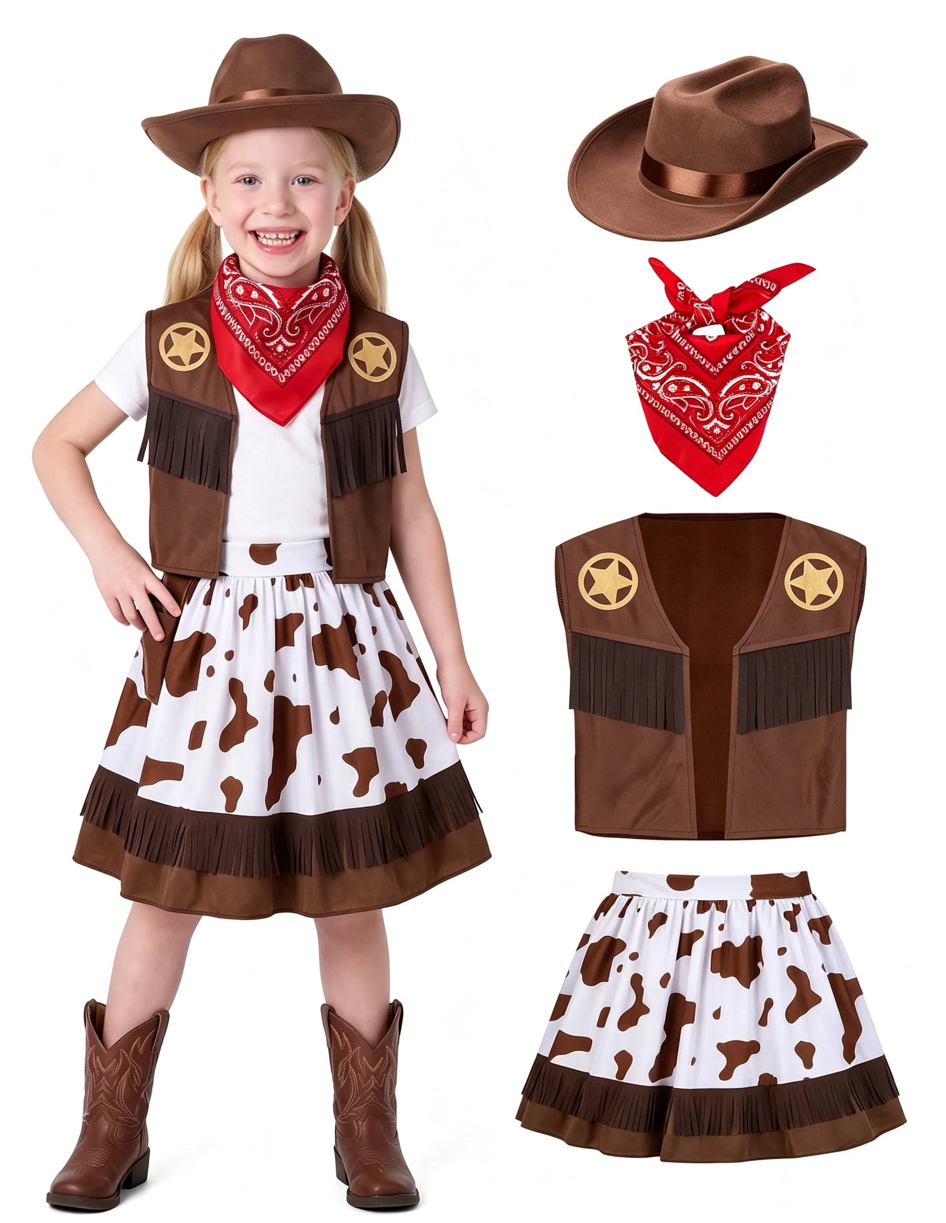 Joyfy Halloween Cowboy Costume for Boys, Kids Cowboy Costume Set, Brown Western Style Cowboy Outfit with Cowboy Hat for Toddler Dress-up Party Cosplay - Image 8 Joyfy Halloween Cowboy Costume for Boys, Kids Cowboy Costume Set, Brown Western Style Cowboy Outfit with Cowboy Hat for Toddler Dress-up Party Cosplay - Image 8