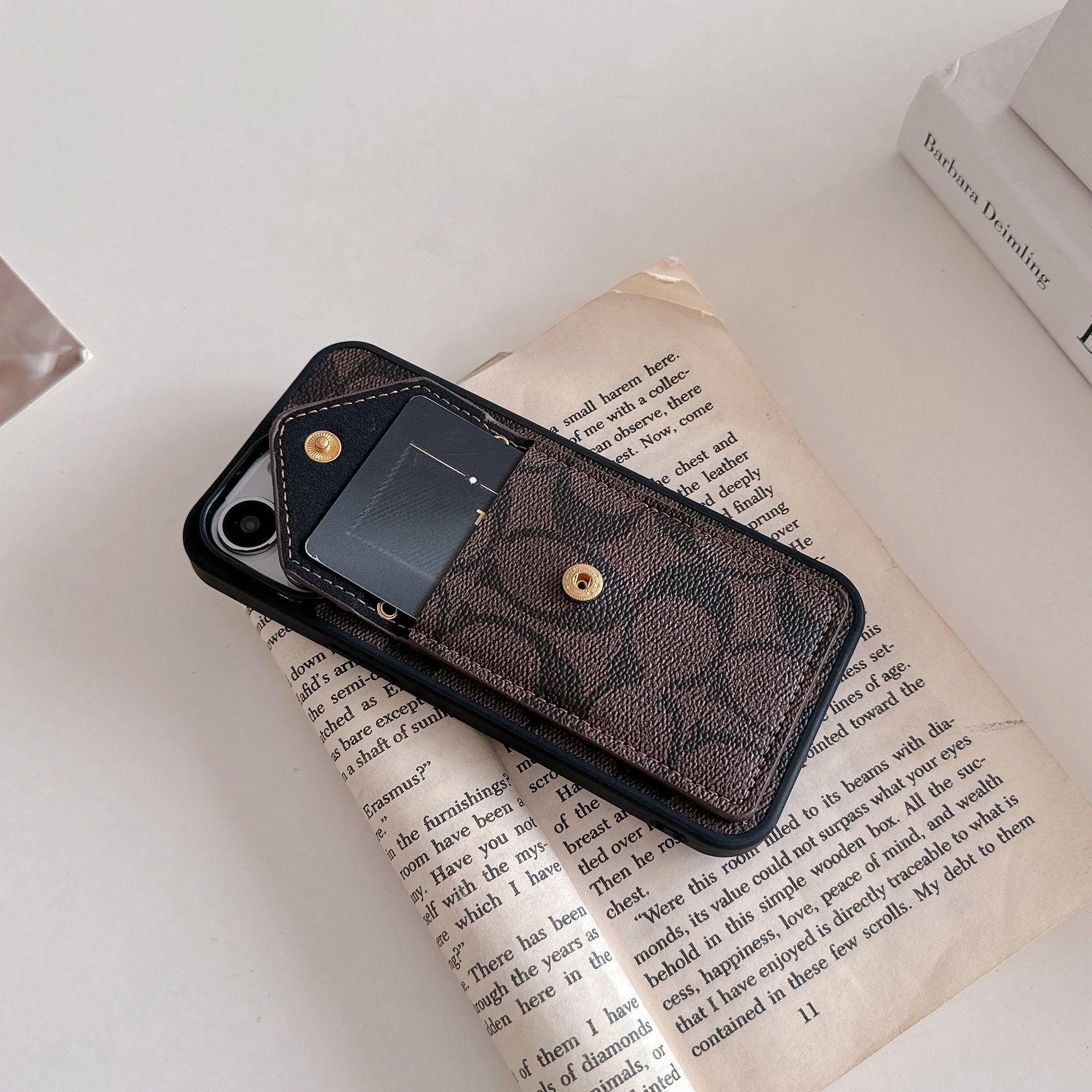 Coach iPhone Case With Card Holder And Strap Dark Brown -SJ240513 - Wholesale & Influencer