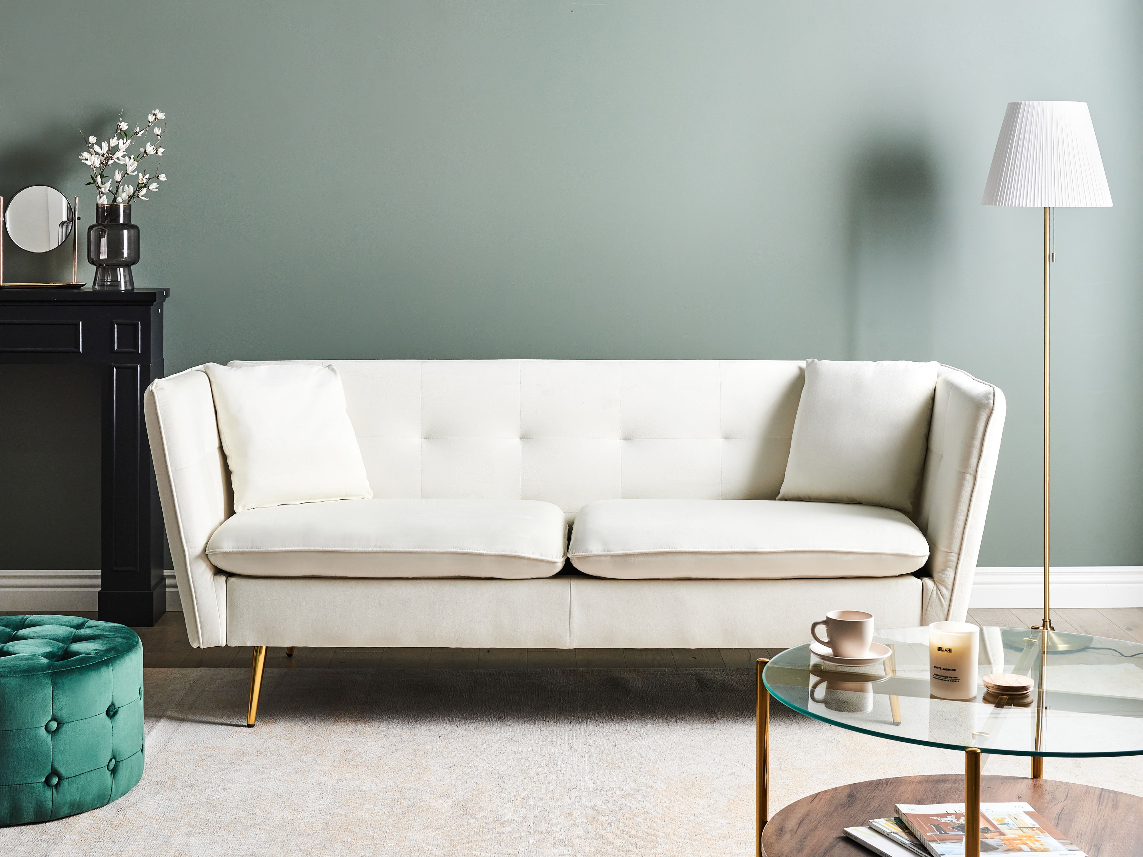 Sofa 3 Seater FREDERICA Velvet Off-White
