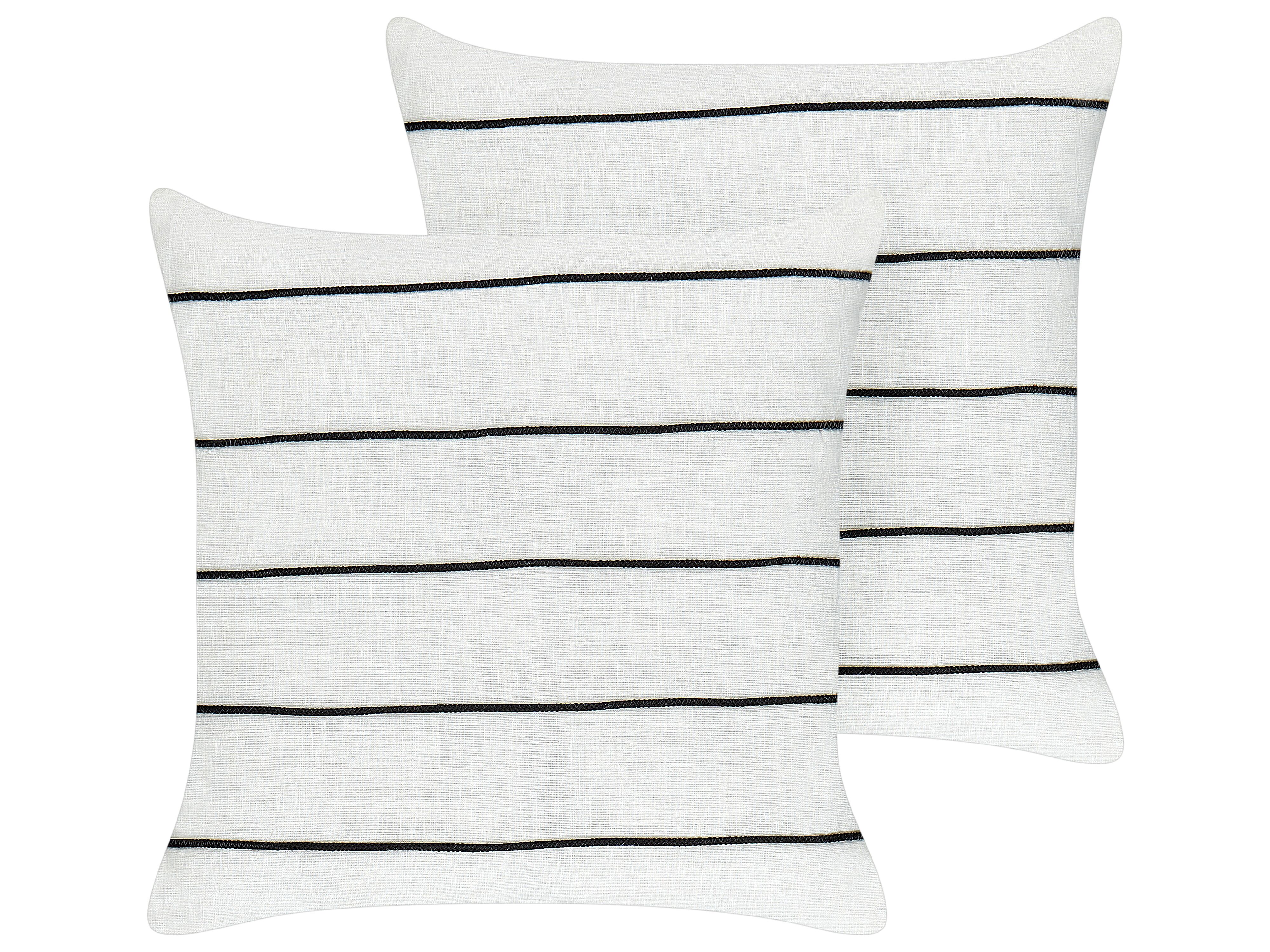 Set of 2 Decorative Cushions MILAS Linen 50 x 50 cm Black/ White Striped