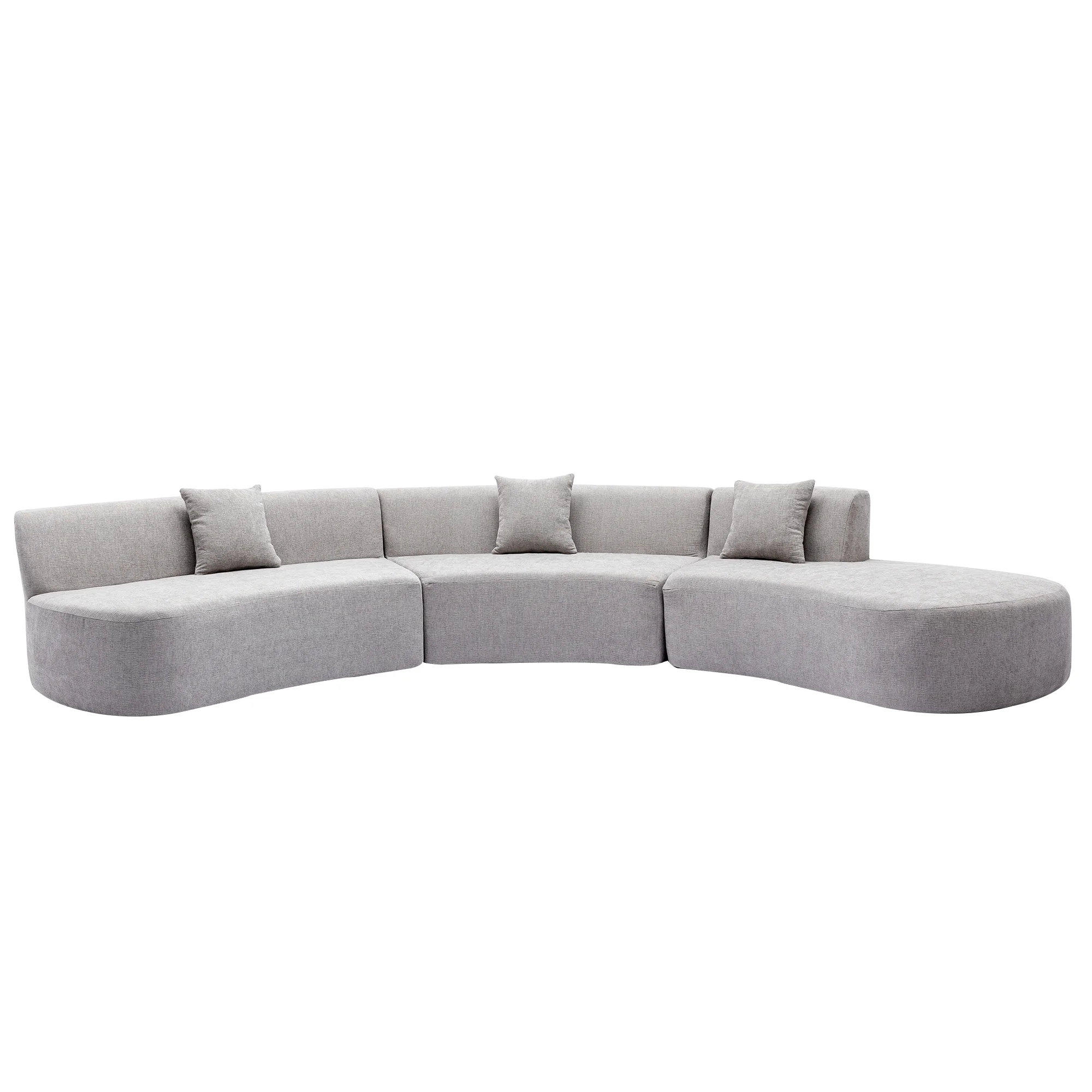 Harper & Bright Designs Modern Curved Floor Sofa Set, Modular Sectional Sponge Couch for Living Room, 2 PC Free Combination No Assembly Foam-Filled Sofa, Beige - Image 54