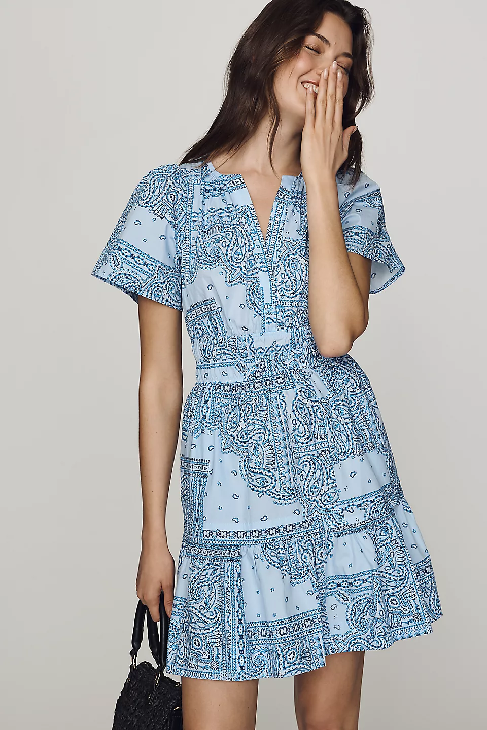 Somerset Mini Dress - Blue Scarf Print