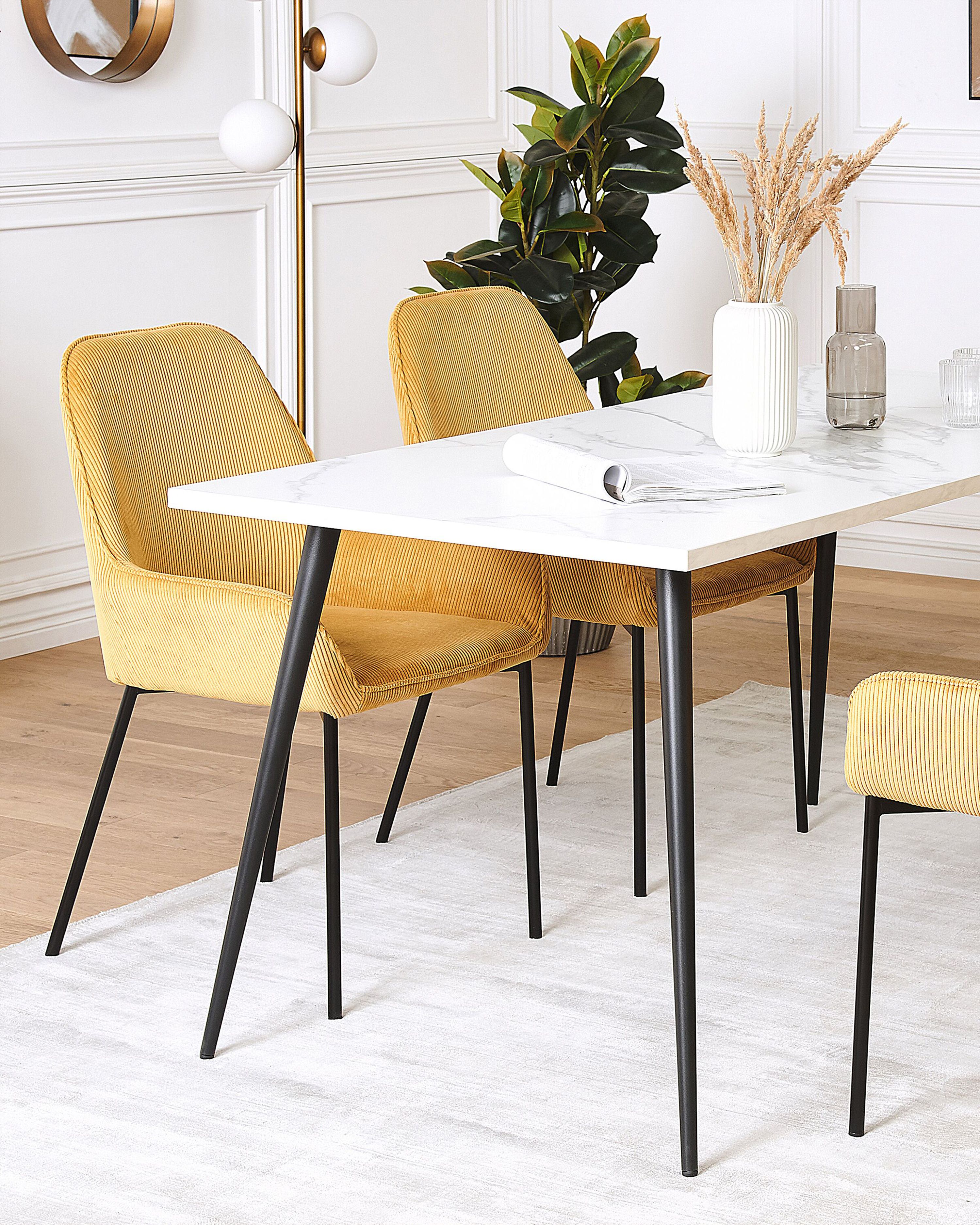 Set of 2 Dining Chairs LOVERNA Corduroy Mustard