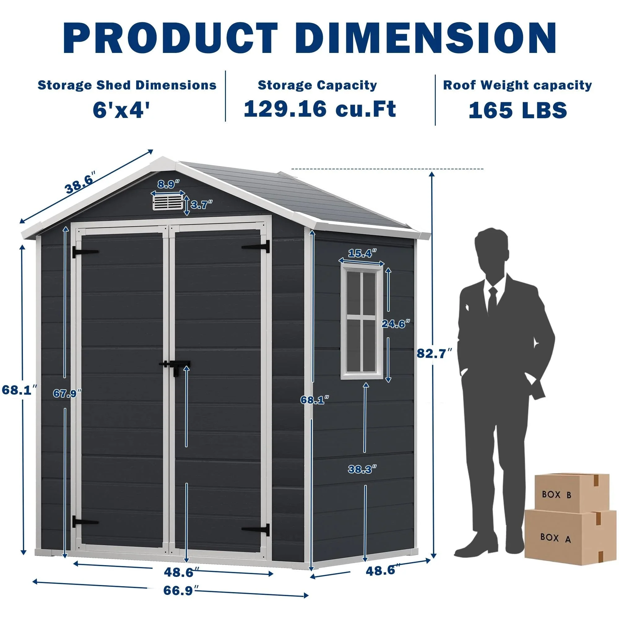 Seizeen Resin Outdoor Storage Shed With Floor, Light Gray, 82 in H - Image 50 Seizeen Resin Outdoor Storage Shed With Floor, Light Gray, 82 in H - Image 50