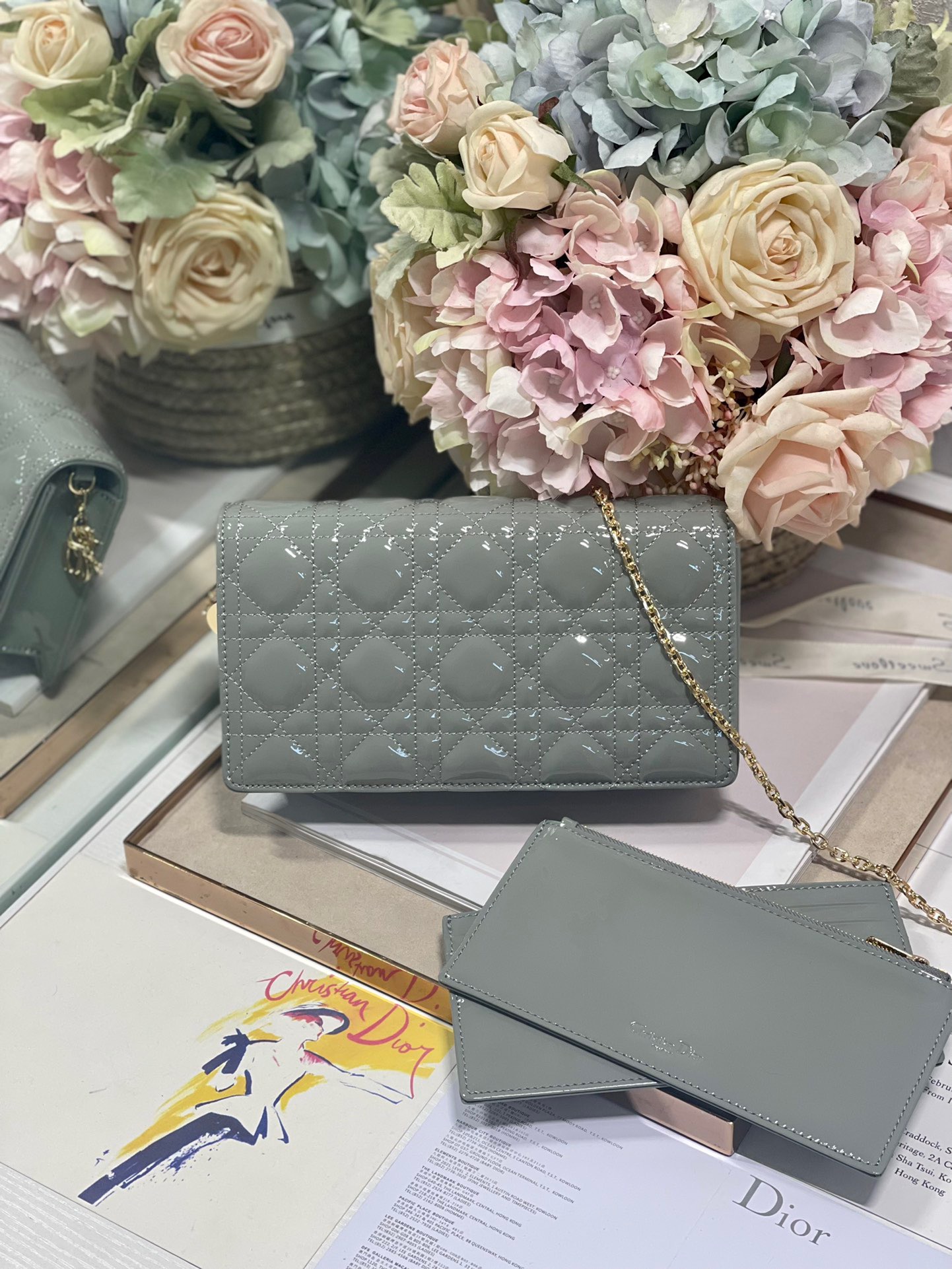 Christian Dior Lady Dior Pouch Gray, For Women, Women’s Handbags 8.5in/21.5cm CD S0204OVRB_M41G1:1High-quality replica