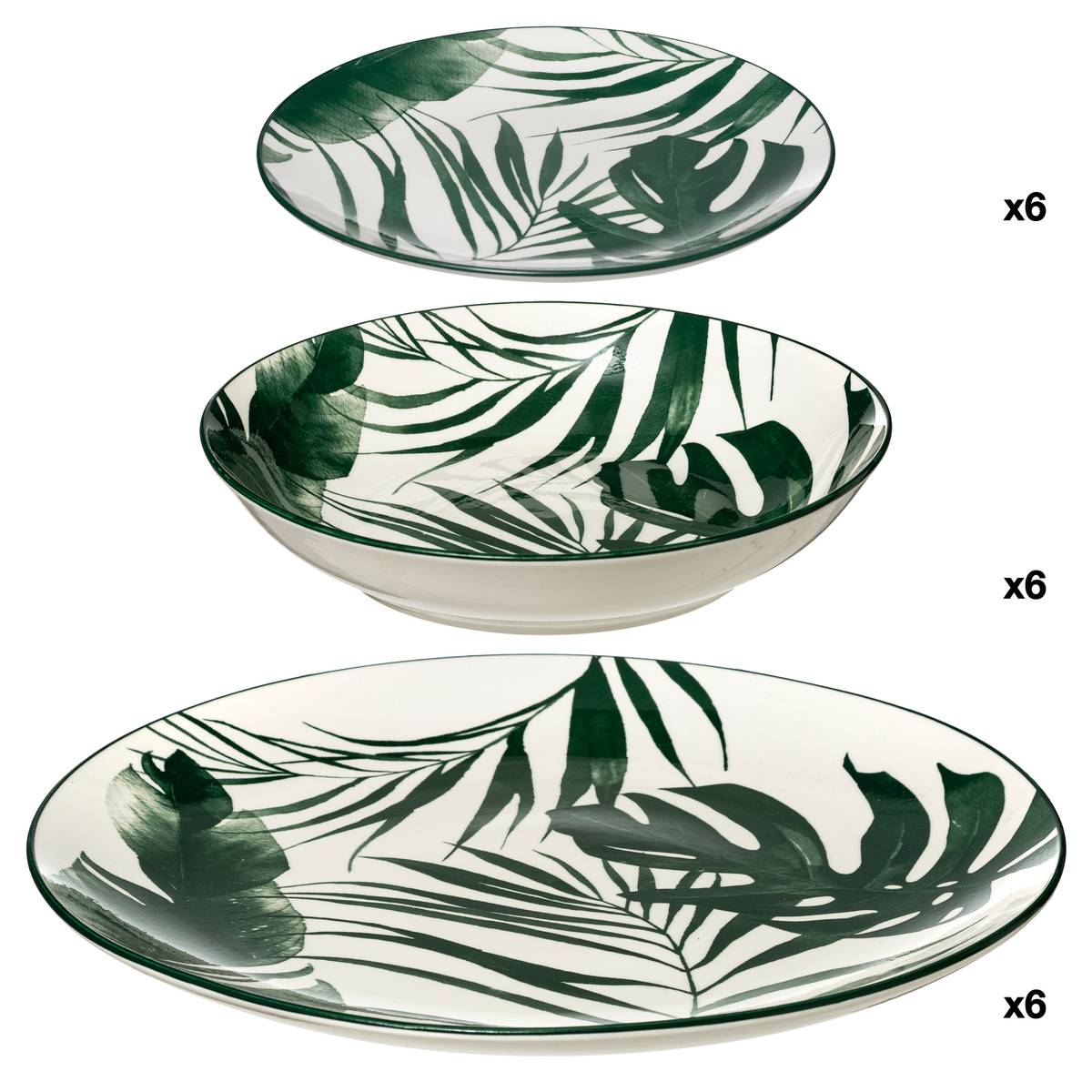 "Palme" Dinnerware Set 18 pieces, green