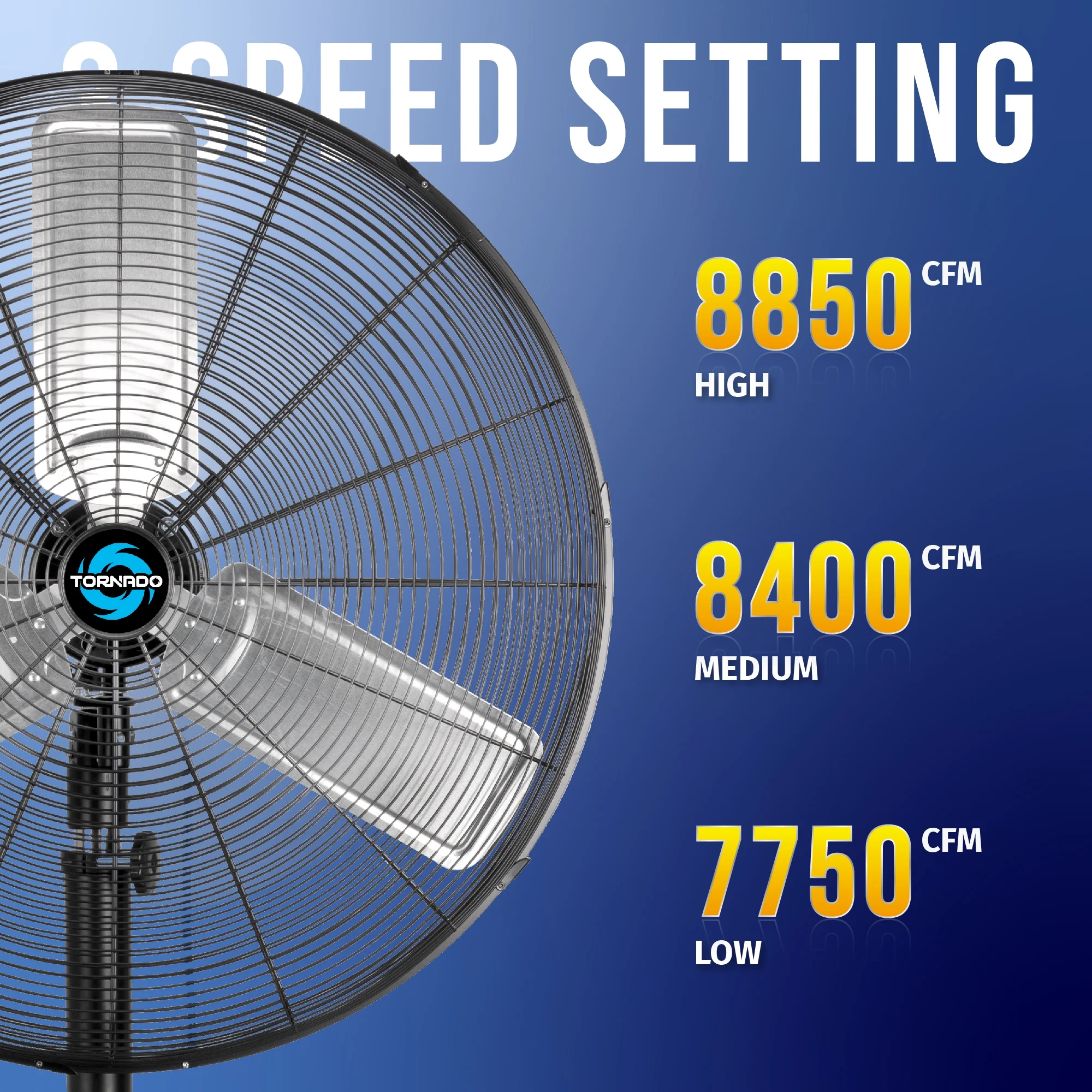 Tornado - 20 Inch High Velocity Metal Oscillating Pedestal Fan - Commercial, Industrial Use Water-Resistant - Image 33