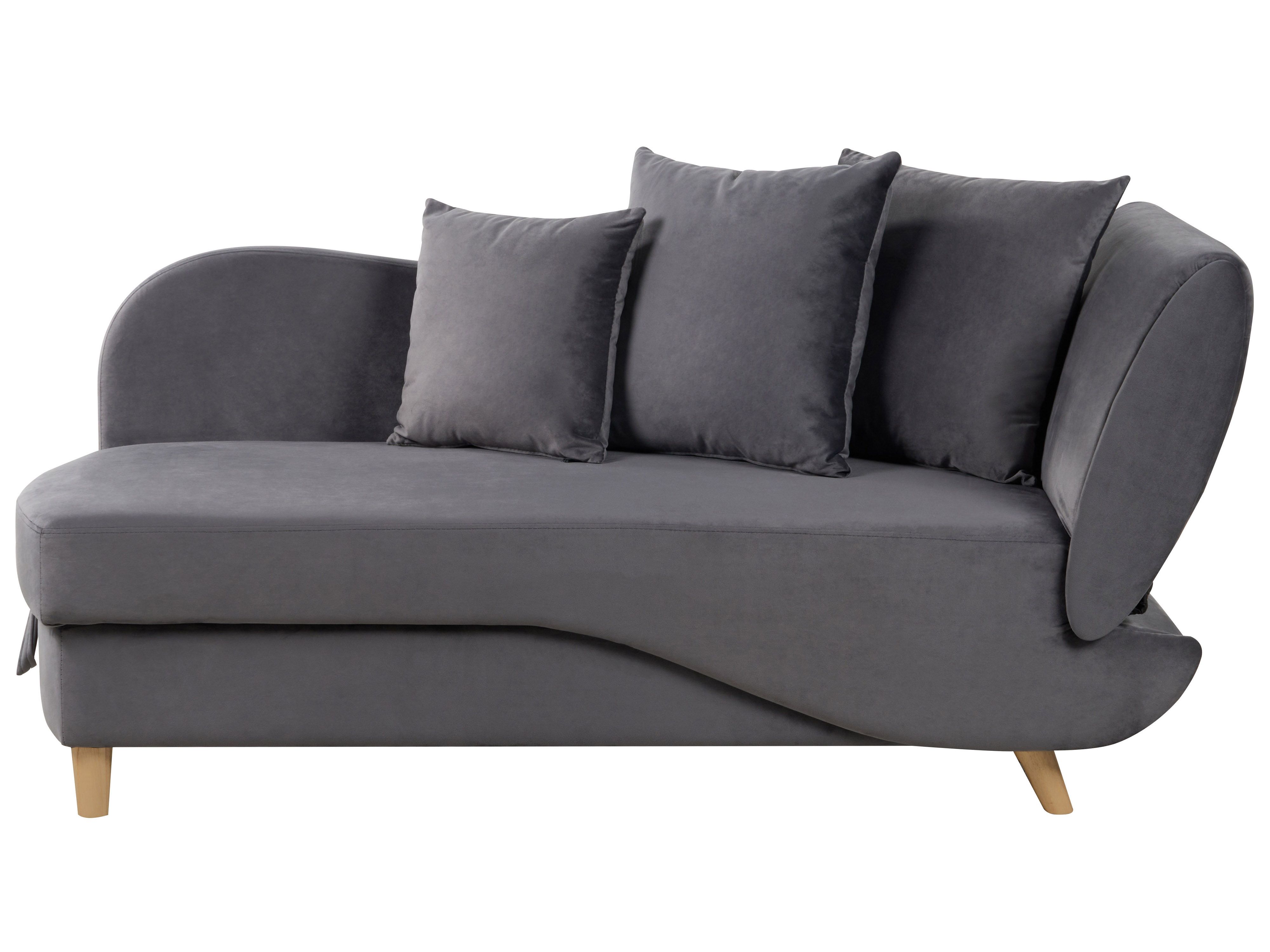 Right-Hand Chaise Lounge MERI Velvet Dark Grey with Storage