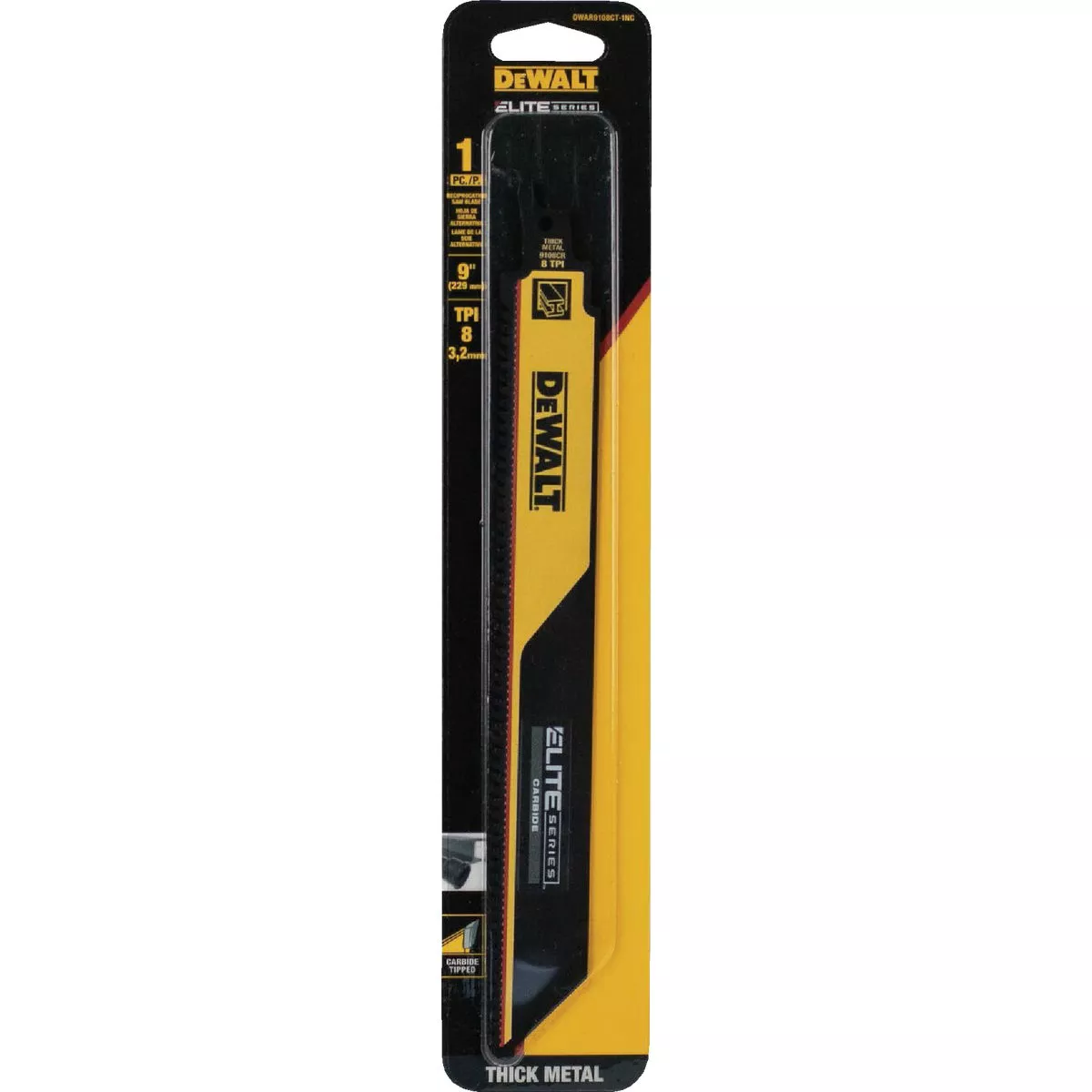 DEWALT Elite Series 9 In. 8 TPI Carbide Metal Reciprocating Saw Blade