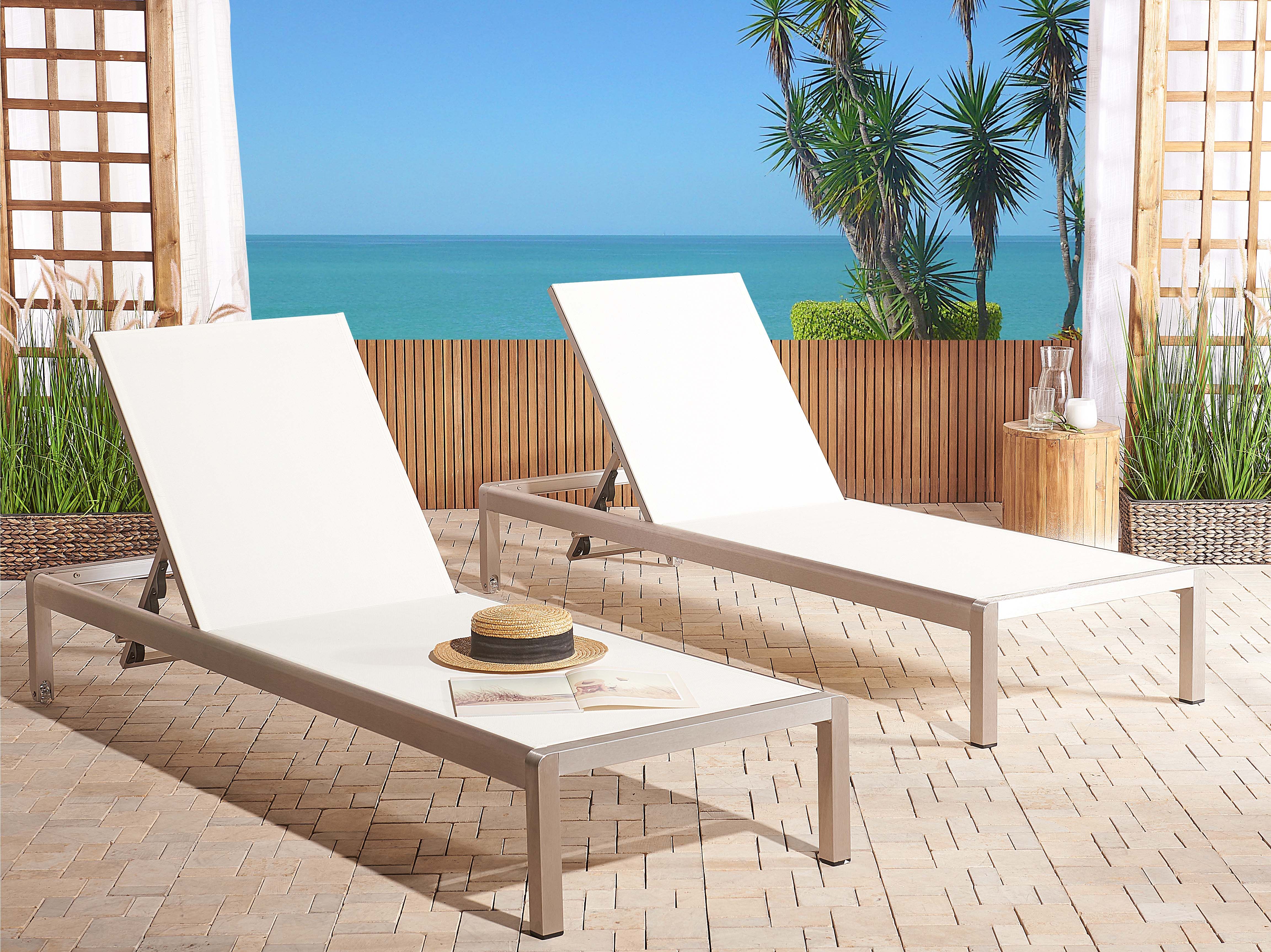 Sun Lounger FOSSATO Reclining Metal White