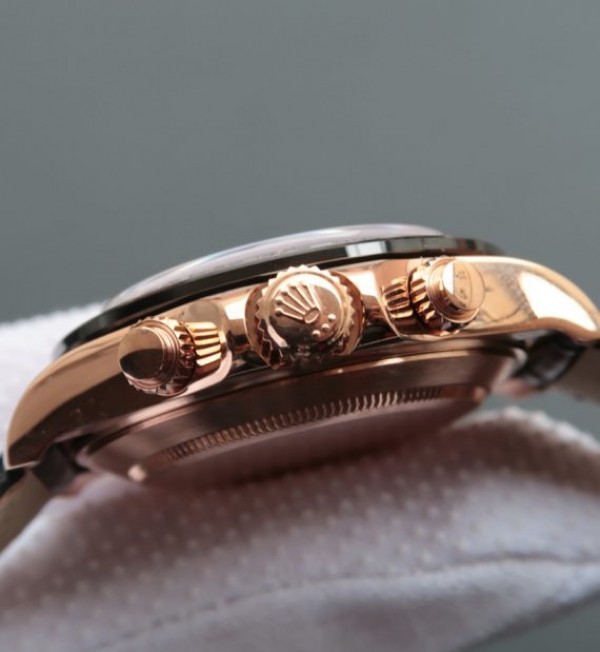 Replica Rolex Daytona 116515 N RG/Black Dial Black Leather Strap A7750 - Elite Watch Atelier
