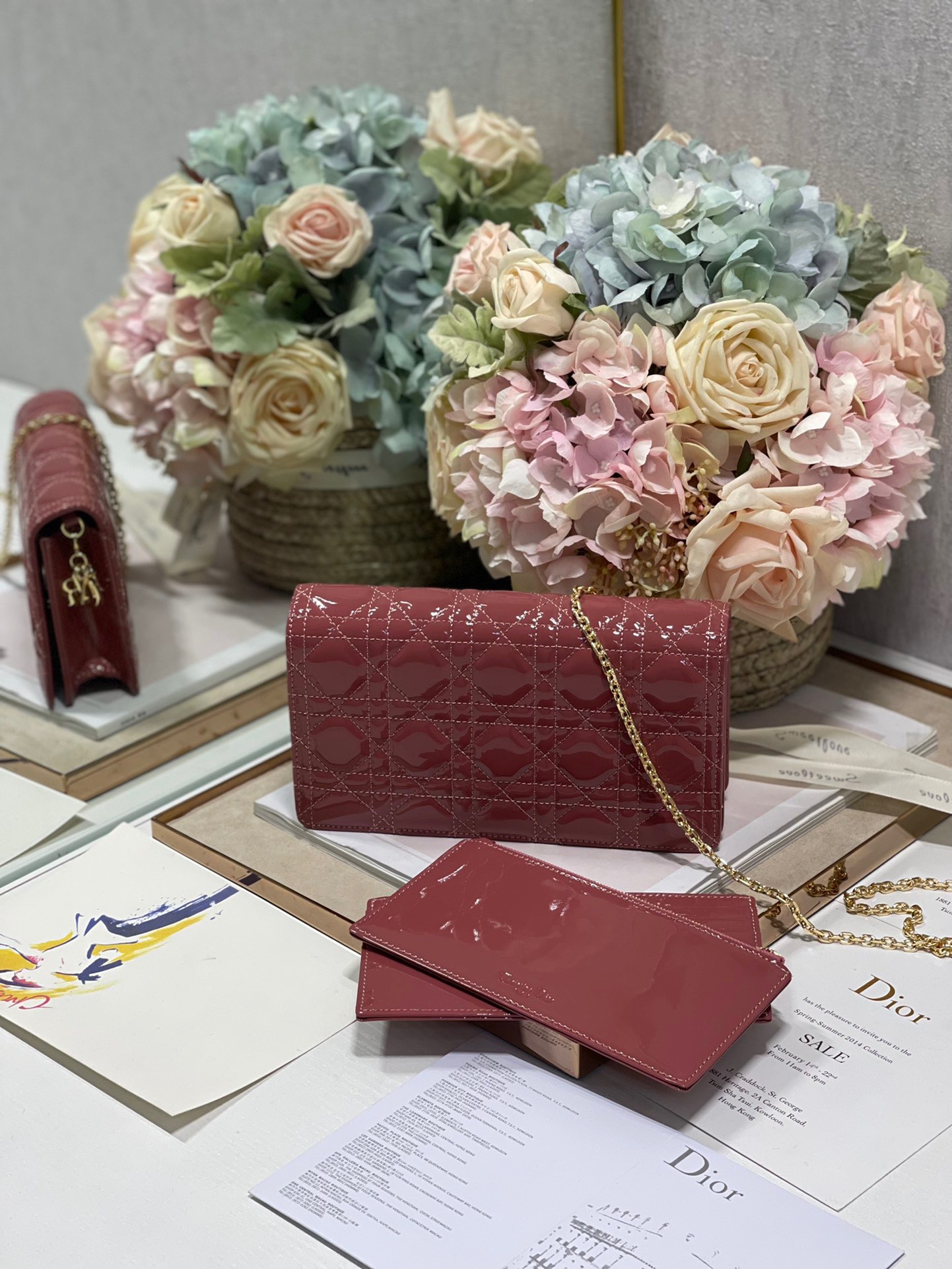 Christian Dior Lady Dior Pouch Crimson, For Women, Women’s Handbags 8.5in/21.5cm CD1:1High-quality replica