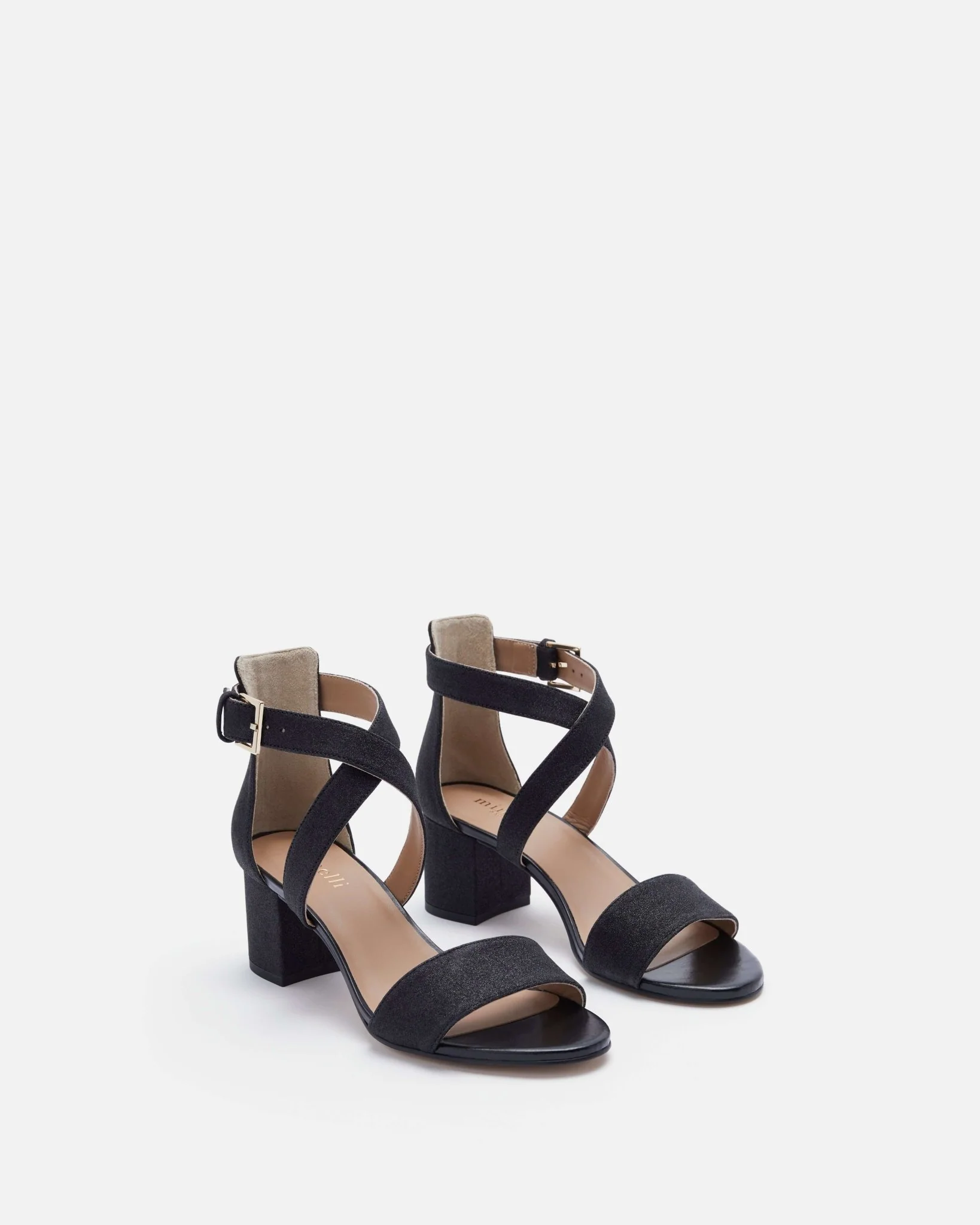 SANDALES KASSI/GLIT - En cuir à talons cuir pailletés noir
