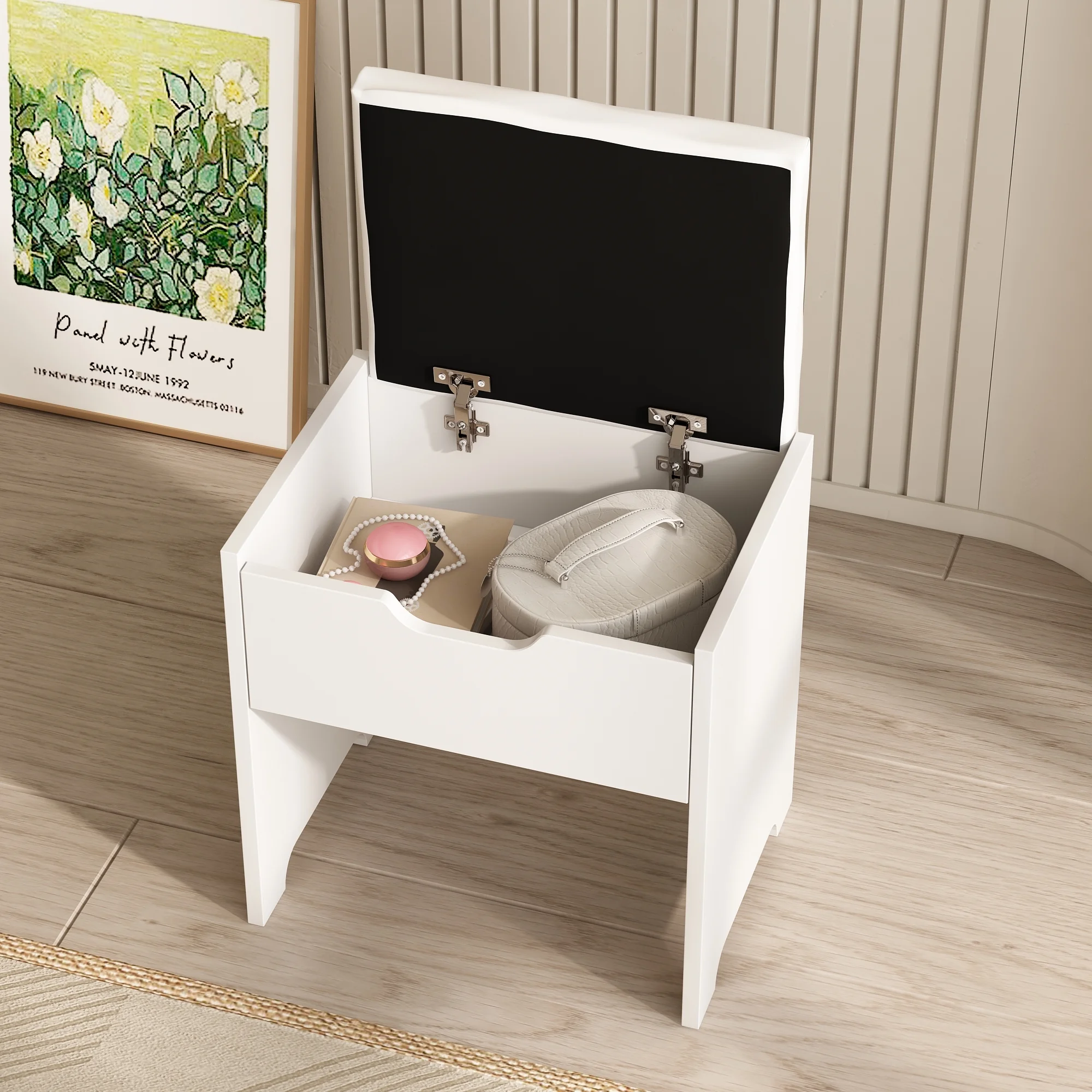 VEANERWOOD Large Makeup Vanity Set with Light Modern Makeup Vanity Table with Storage and Adjustable Lighting Colors for Bedroom 45.2in, White - Image 9