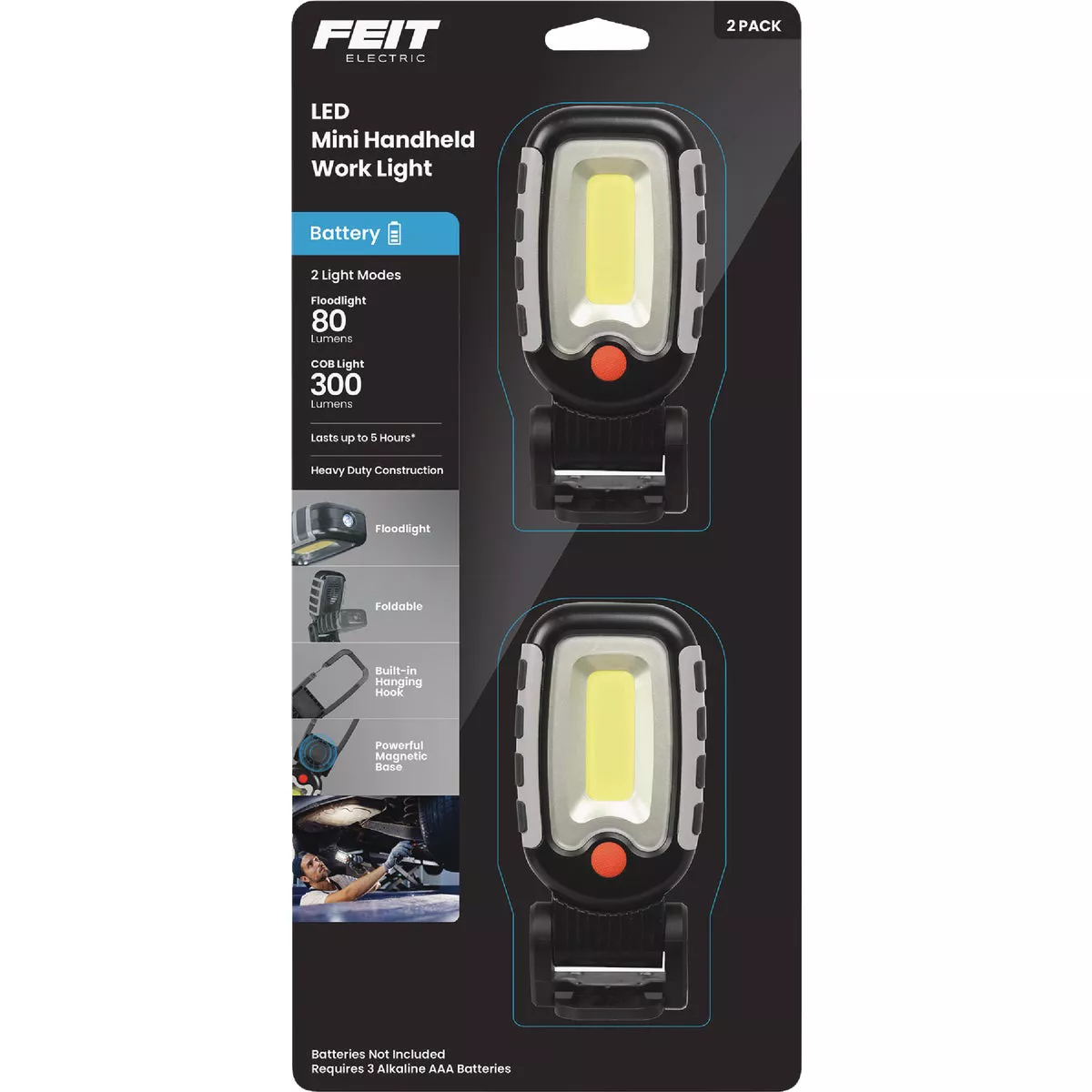Feit Electric 300 Lm. LED Mini Adjustable Handheld Work Light (2-Pack)