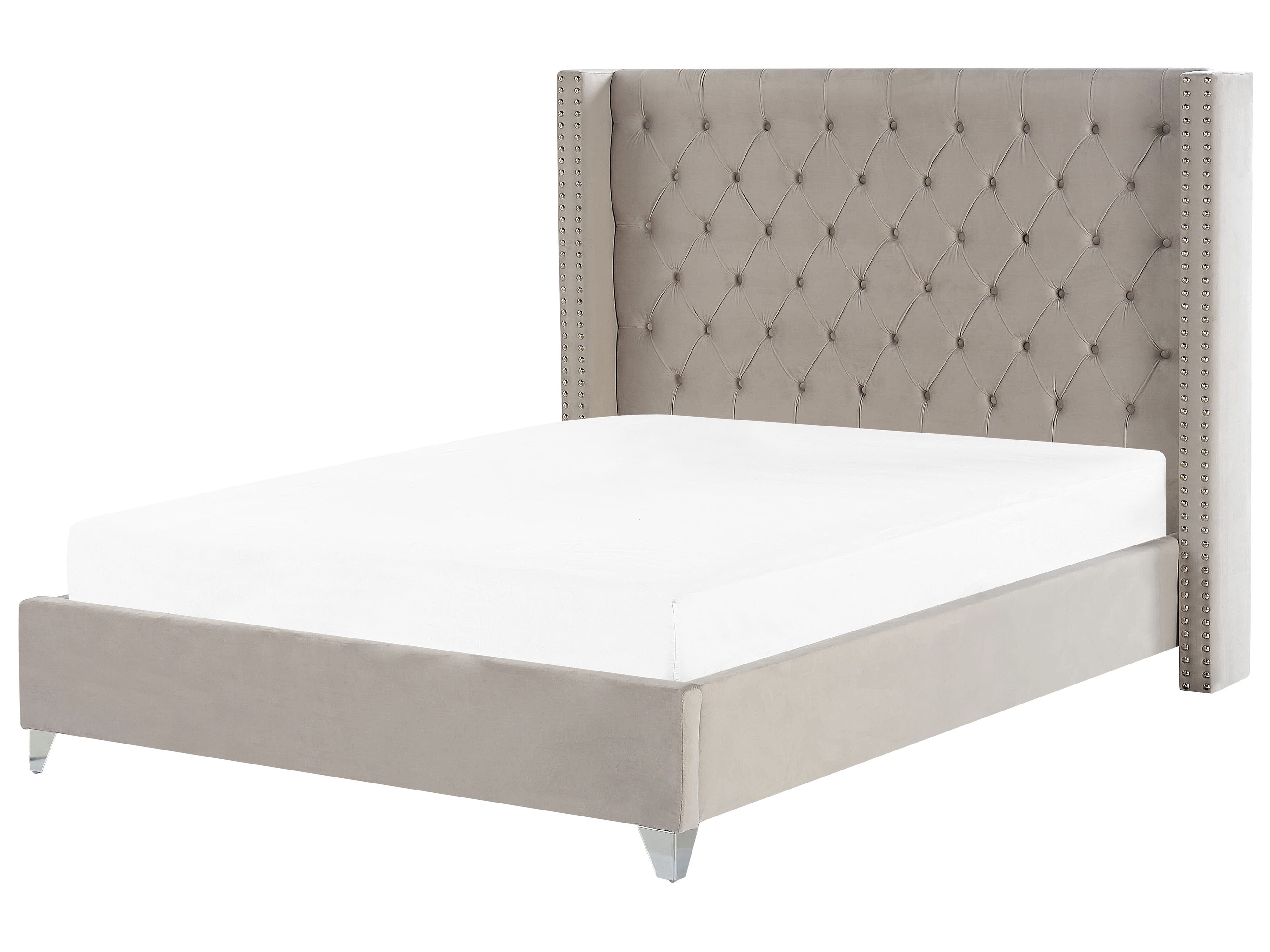 Bed Velvet LUBBON 180 x 200 cm (EU Super King) Light Grey