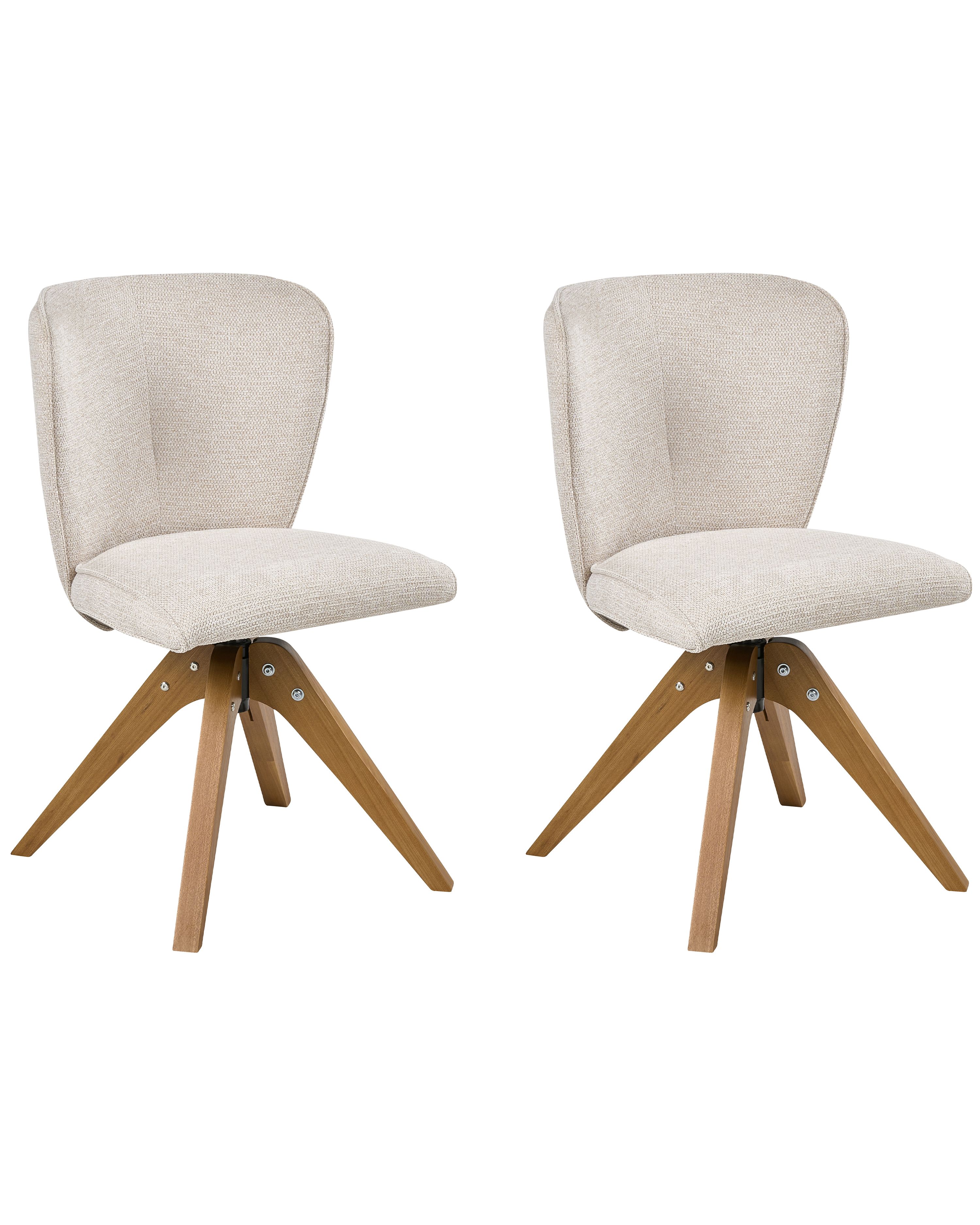 Set of 2 Dining Chairs Swivel COSO Fabric Light Beige