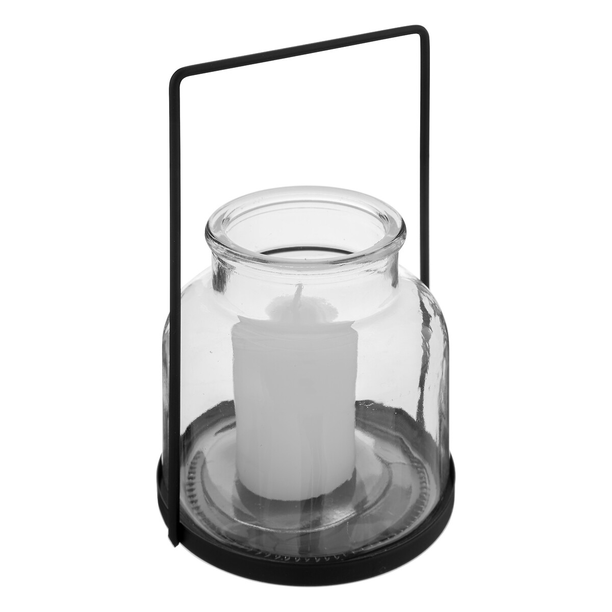 Lantern Glass & metal, black, h.20 cm