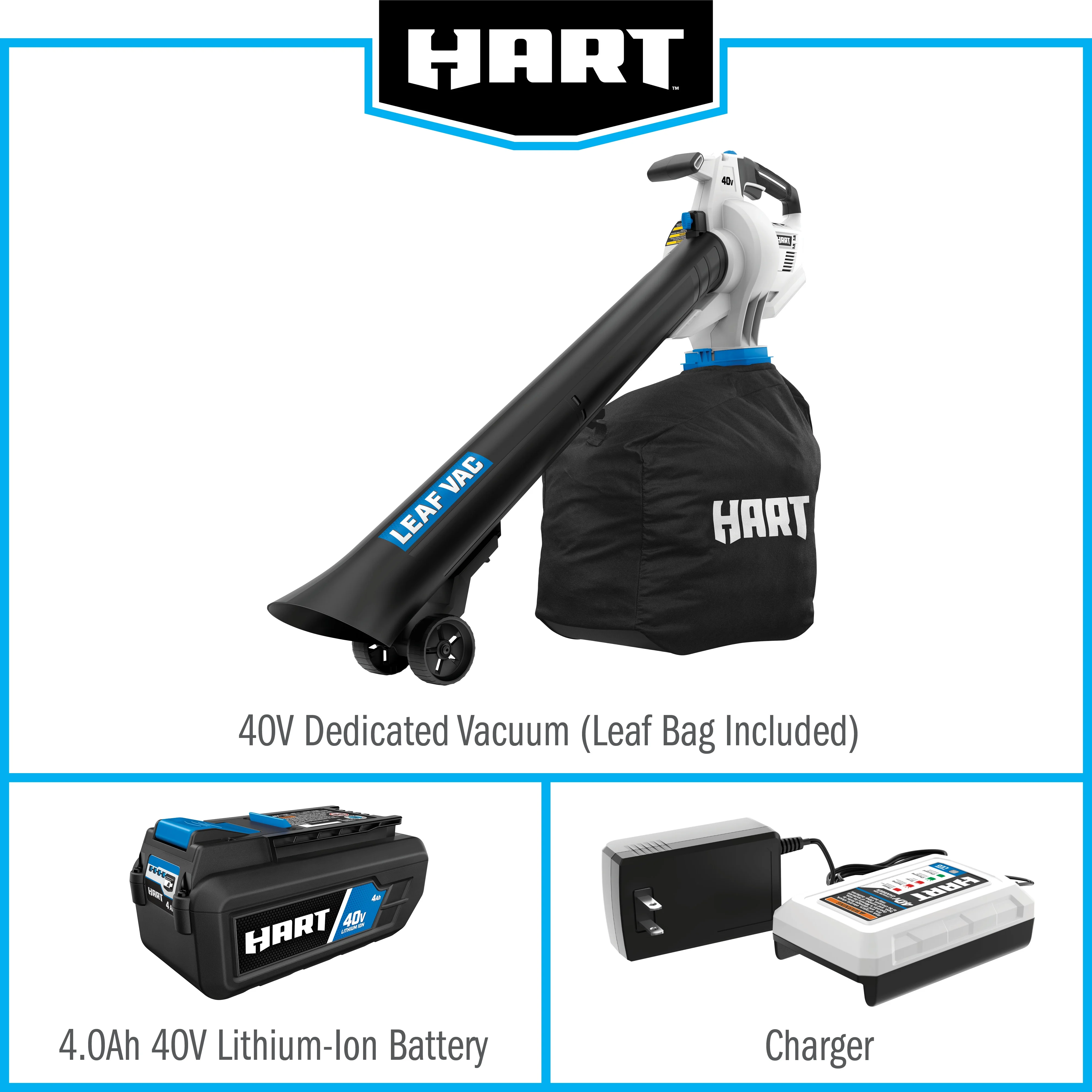 HART 40V Cordless Leaf Vacuum Kit, (1) 4.0Ah Lithium-Ion Battery - Image 9