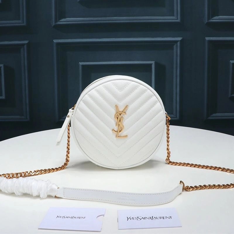Saint Laurent Vinyle Round Camera Bag In Grained Matelasse Leather White Gold - Zealreplica ru | Zealreplicaru.com1:1High-quality replica