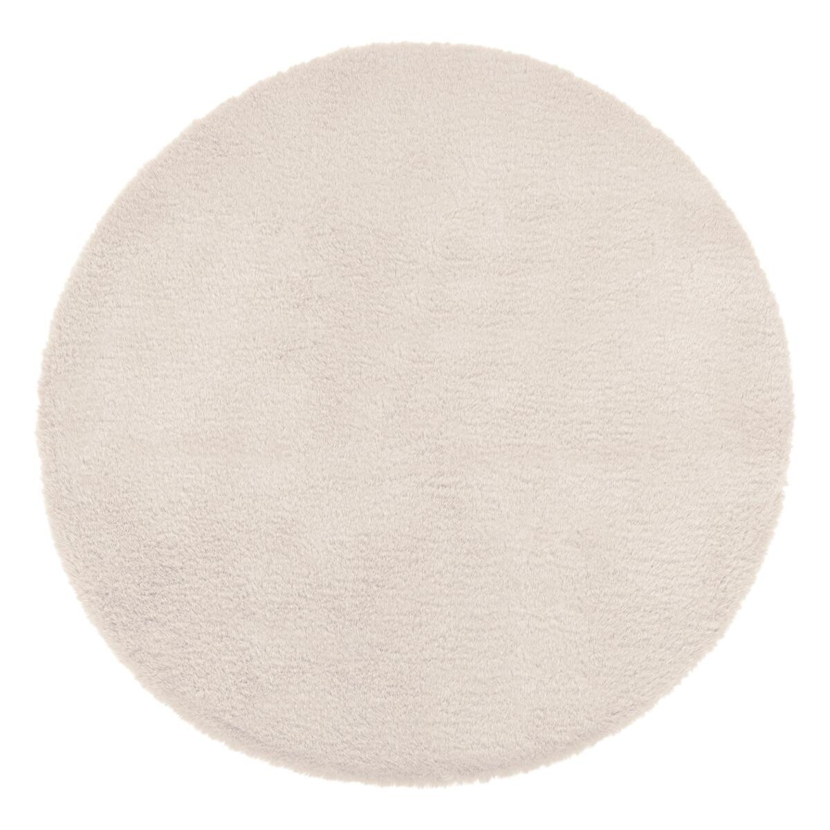 Fur effect round rug Ivory white, D.80 cm