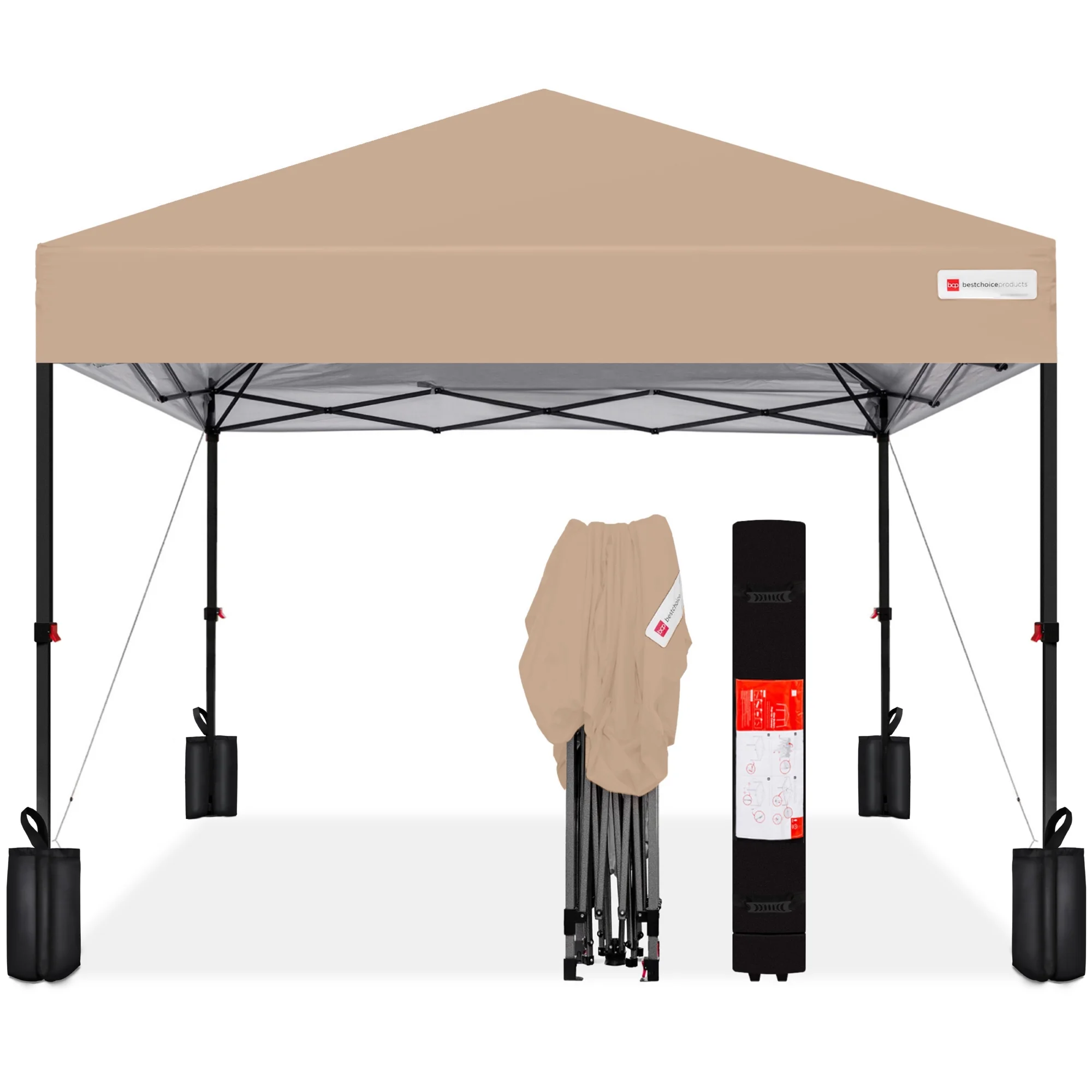 Best Choice Products 10x10ft Easy Setup Pop Up Canopy w/ 1-Button Setup, Wheeled Case, 4 Weight Bags - White - Image 227