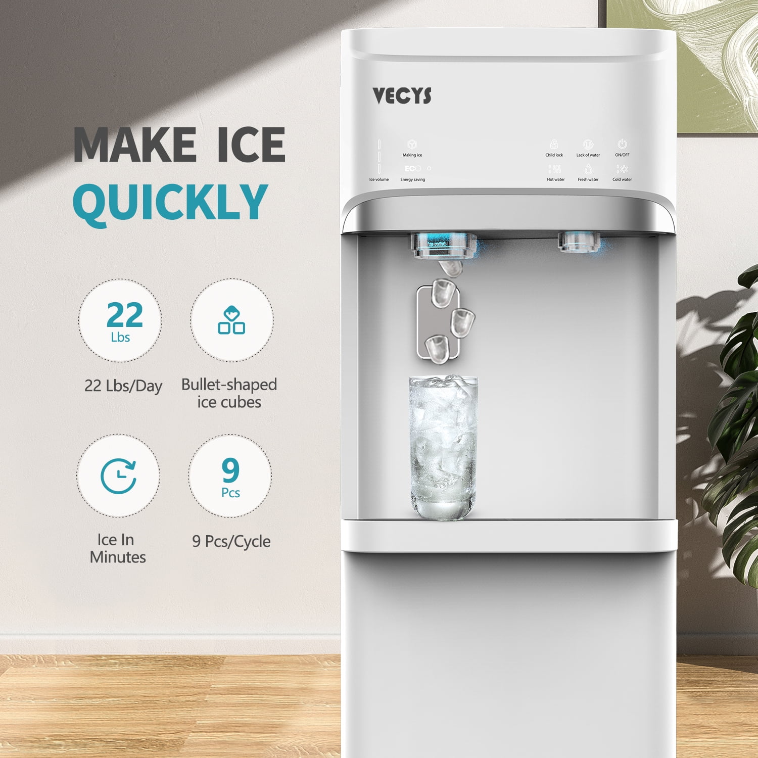 VECYS 5 gal Water Dispenser with Ice Maker, Self-clean & Child Lock - Image 10