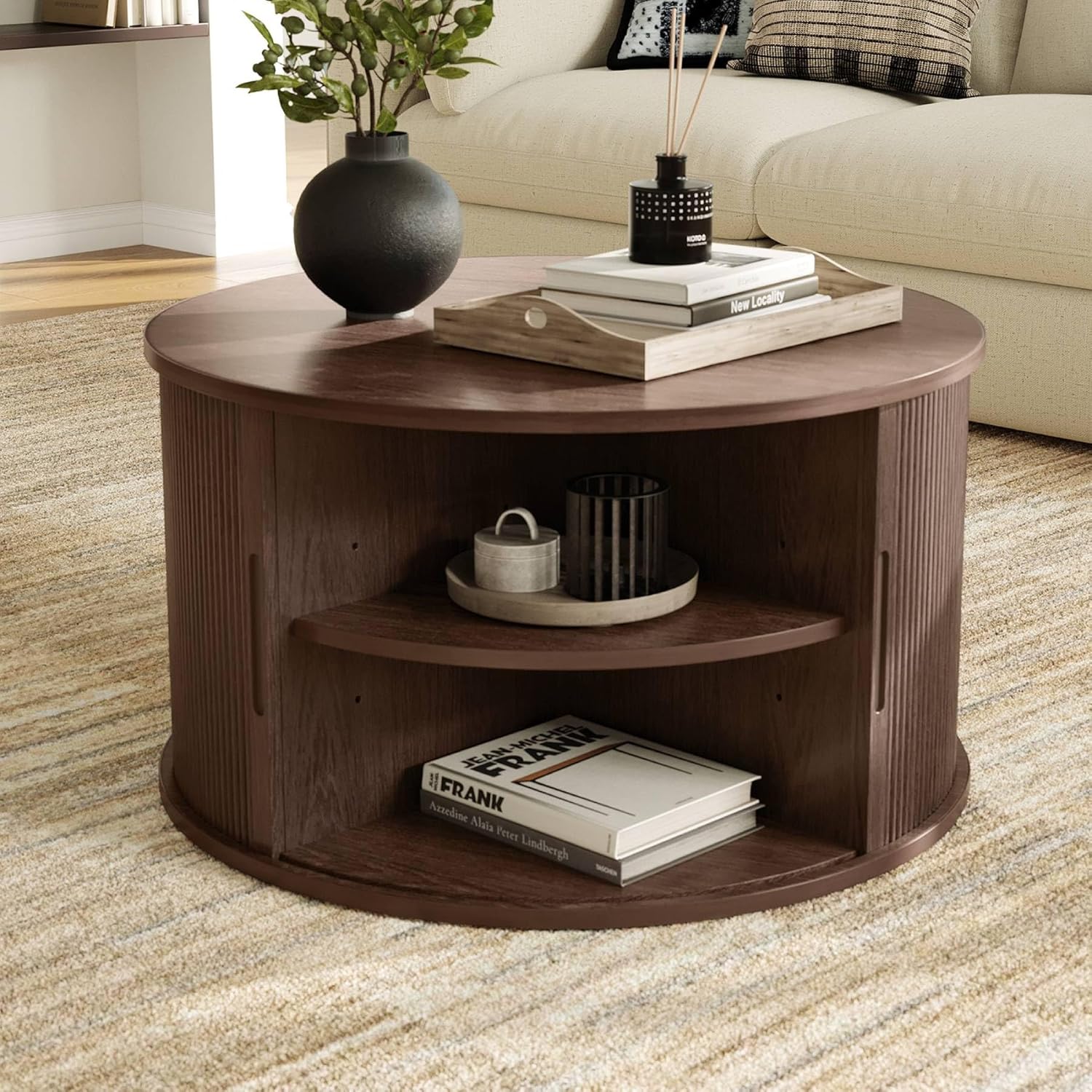 LINSY HOME Round Coffee Table, 31.5