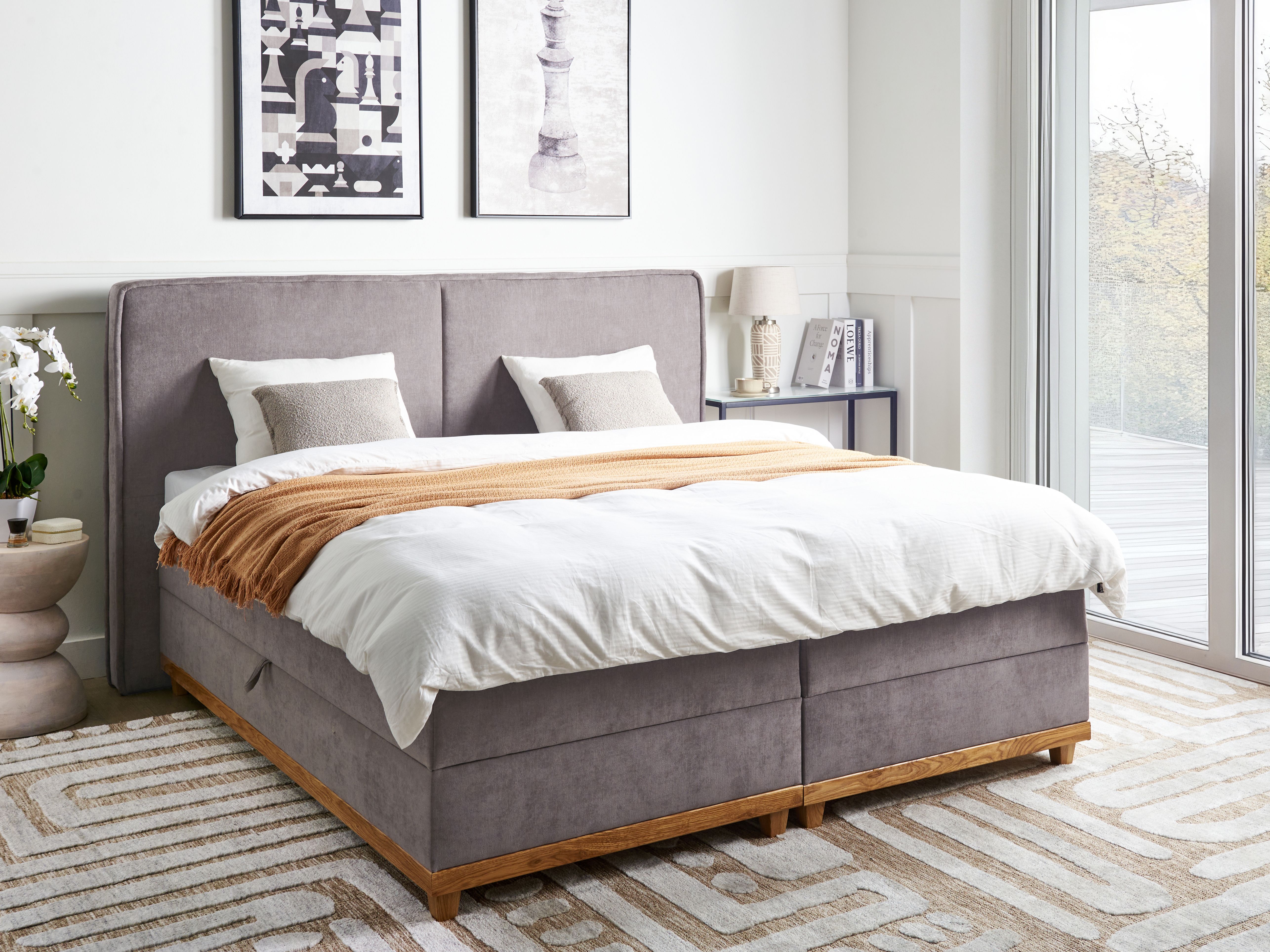Divan Bed with Storage Fabric DYNASTY 180 x 200 cm (EU Super King) Taupe