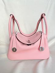 Hermes Lindy Handmade Swift Leather Pink Blue Silver - 26cm