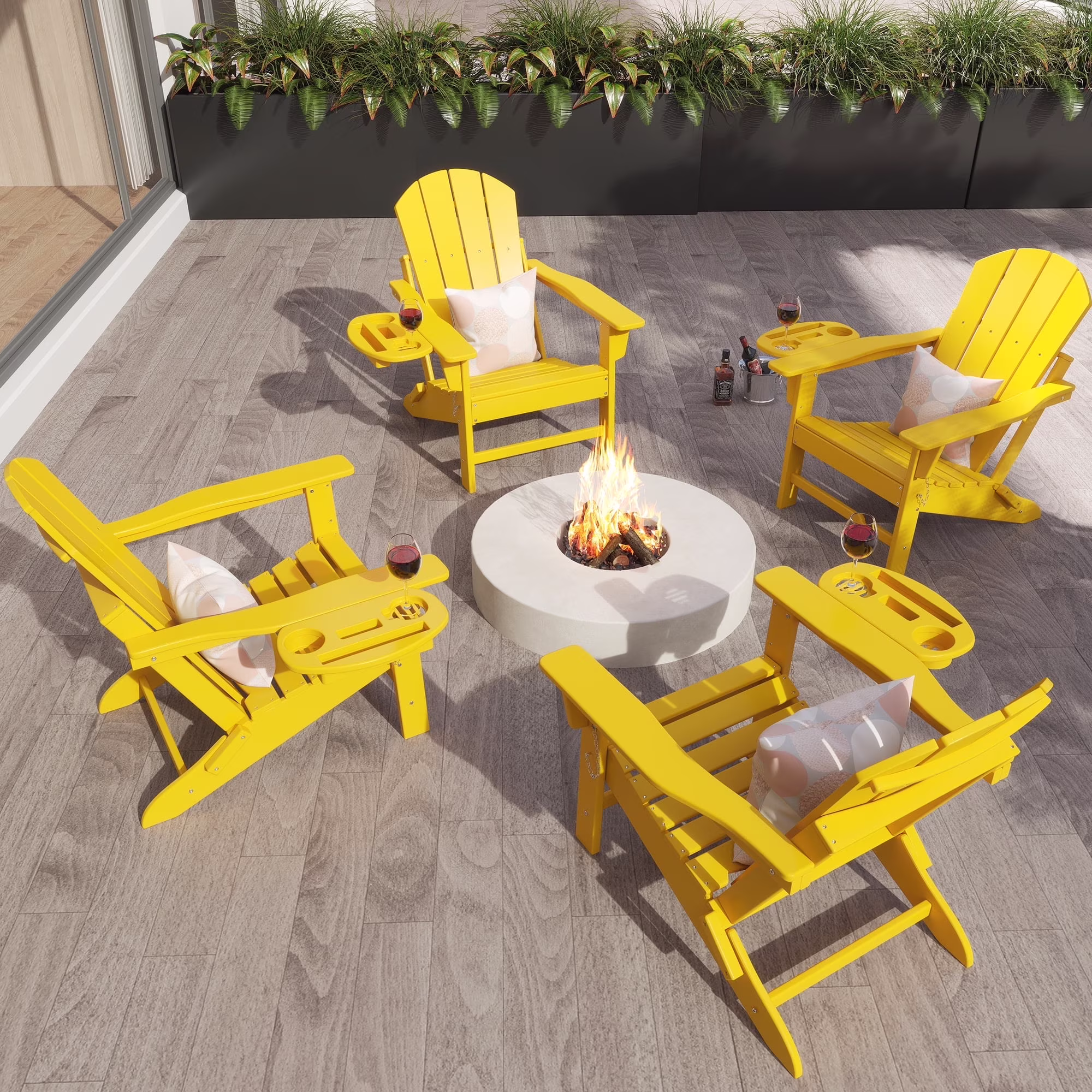 FOOWIN HDPE Plastic Adirondack Chairs Set of 4, Black - Image 31