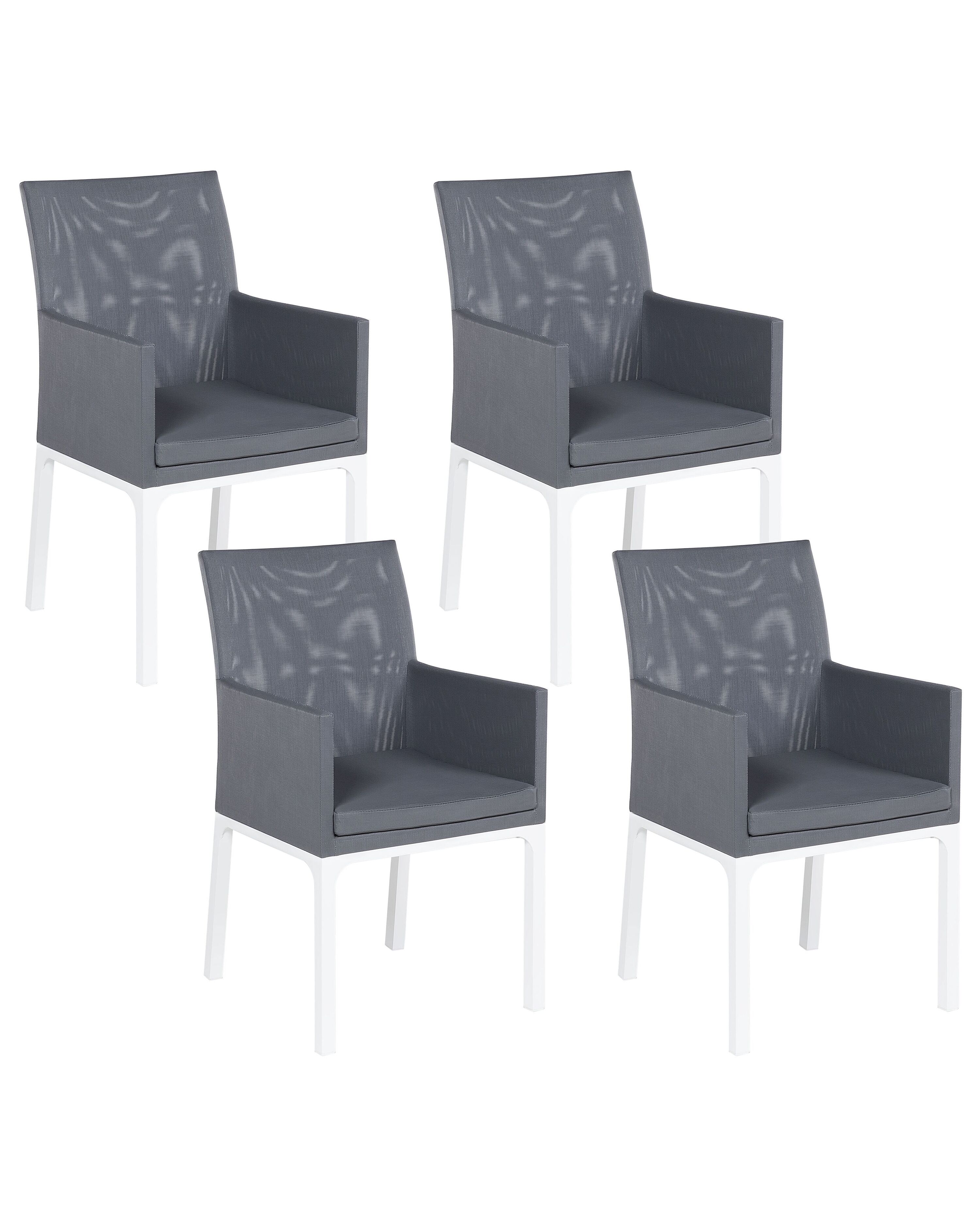 Set of 4 Garden Chairs BACOLI Fabric Dark Grey