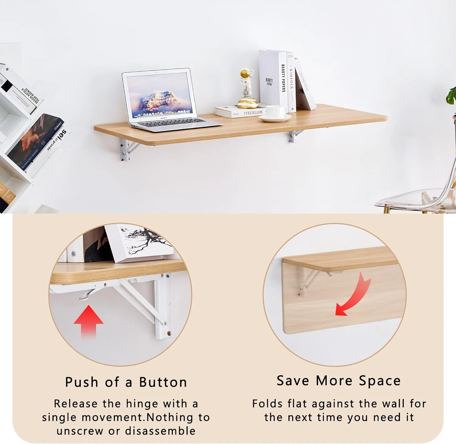 JUFU Wall Mounted Desk, 44.8