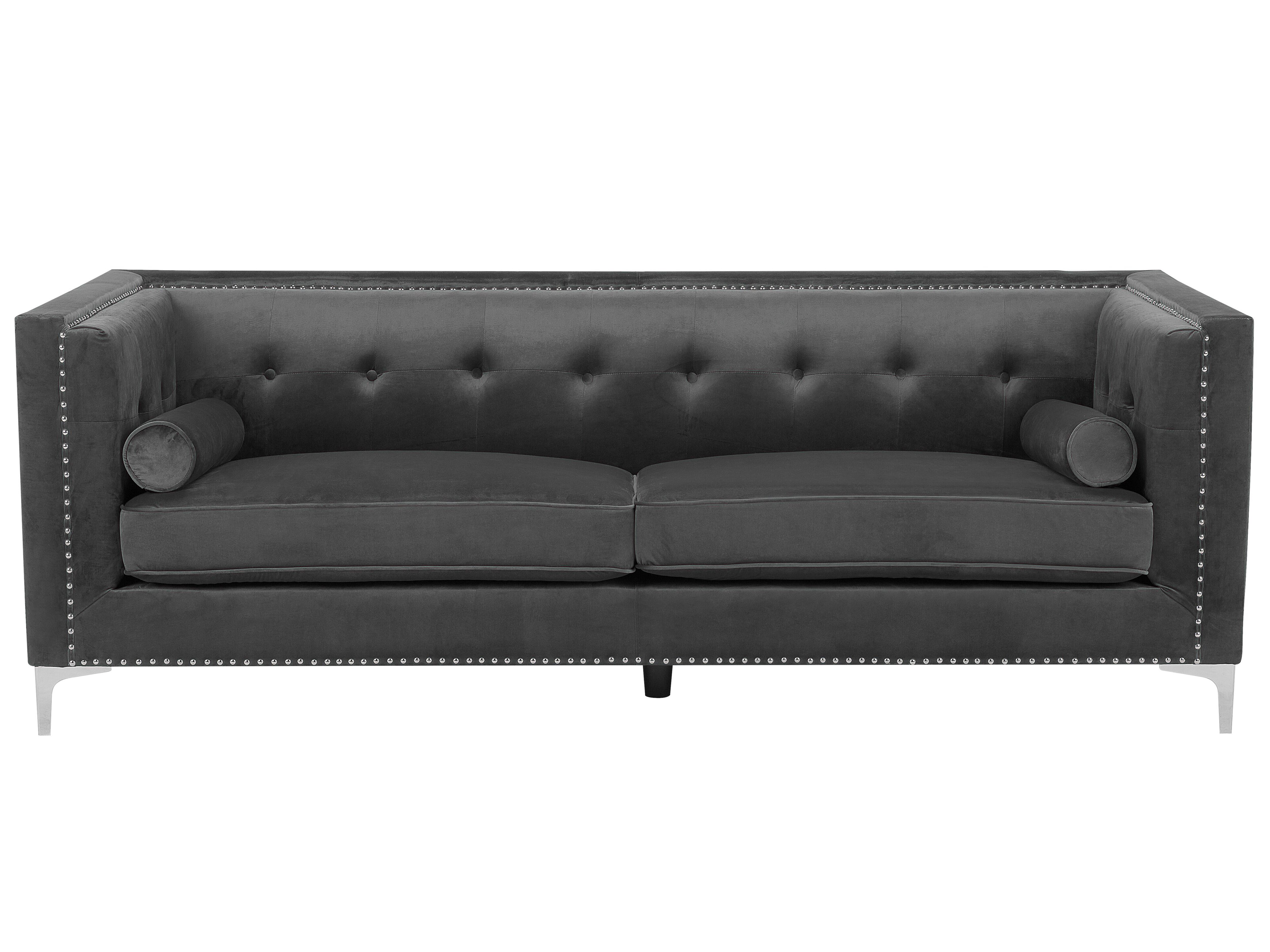 Sofa 3 Seater AVALDSENES Velvet Dark Grey