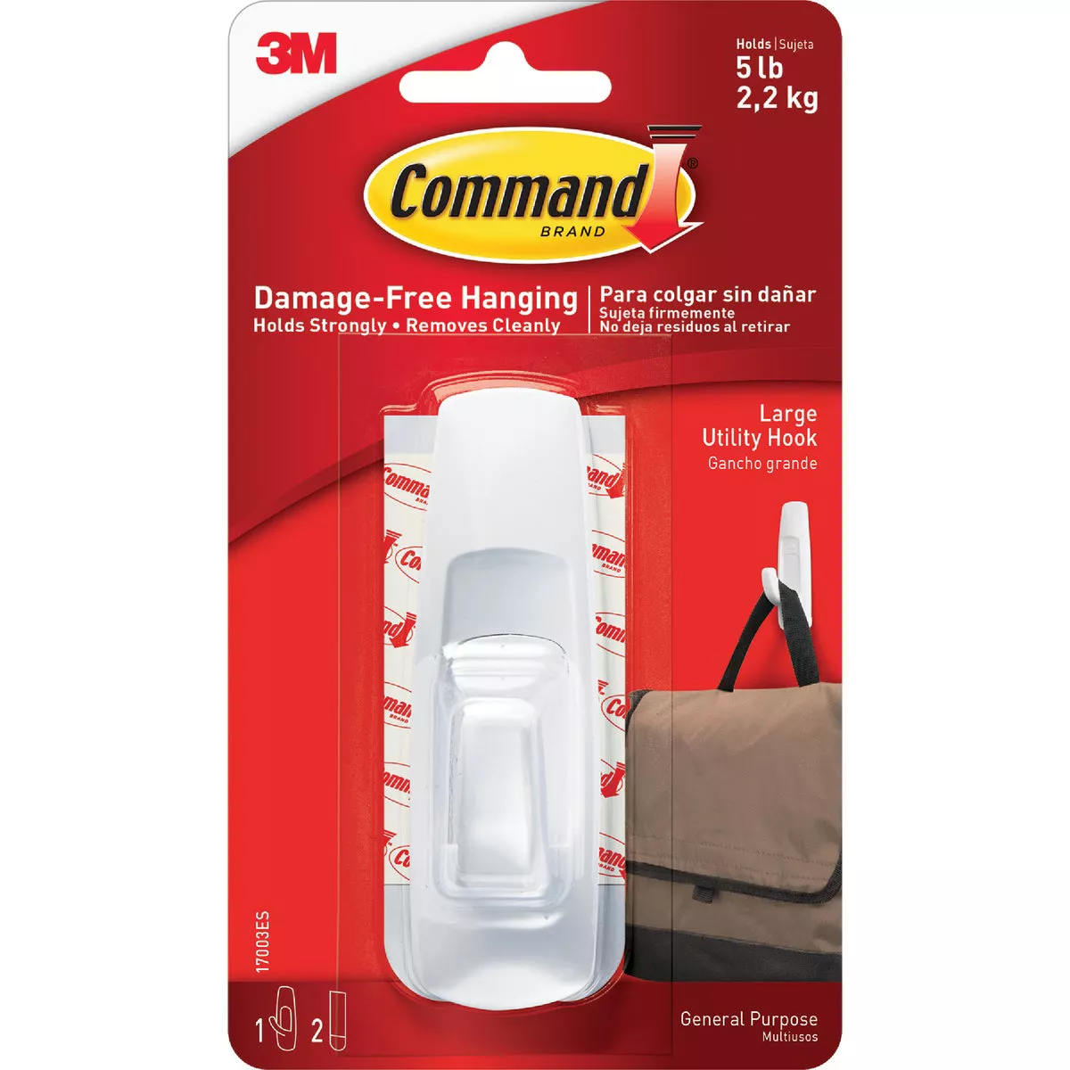 Command Large Utility Hook, White, 1 Hook, 2 Strips