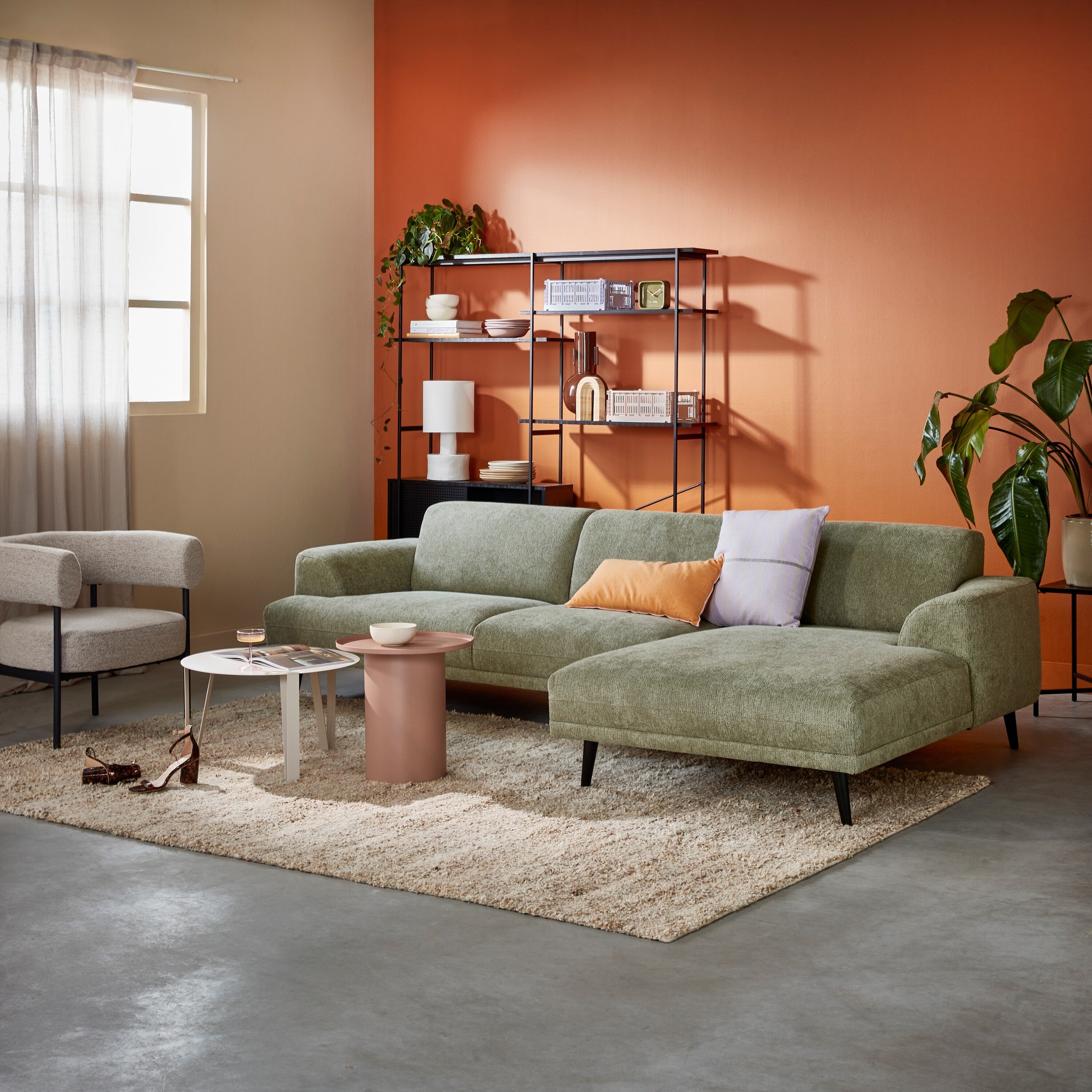 Blokker Flair Hoekbank met Chaise Longue Rechts - Groen