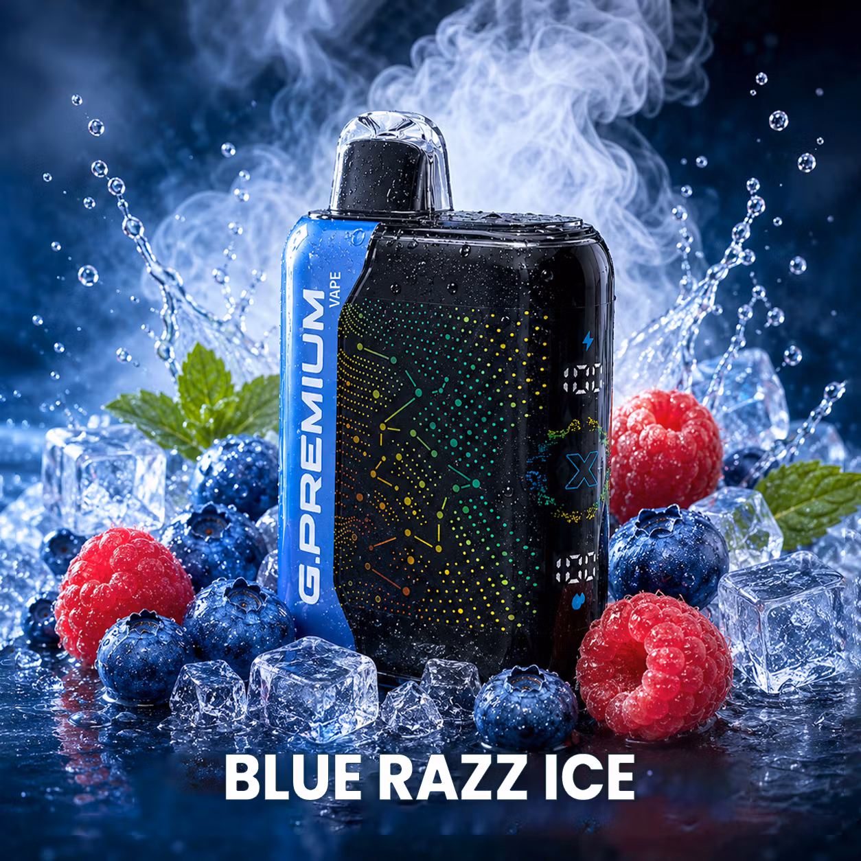 GEEK BAR PREMIUM 60 000 puffów – wariant Blue Razz Ice; 10 smaków, Dual Mesh, 28 ml, 800 mAh