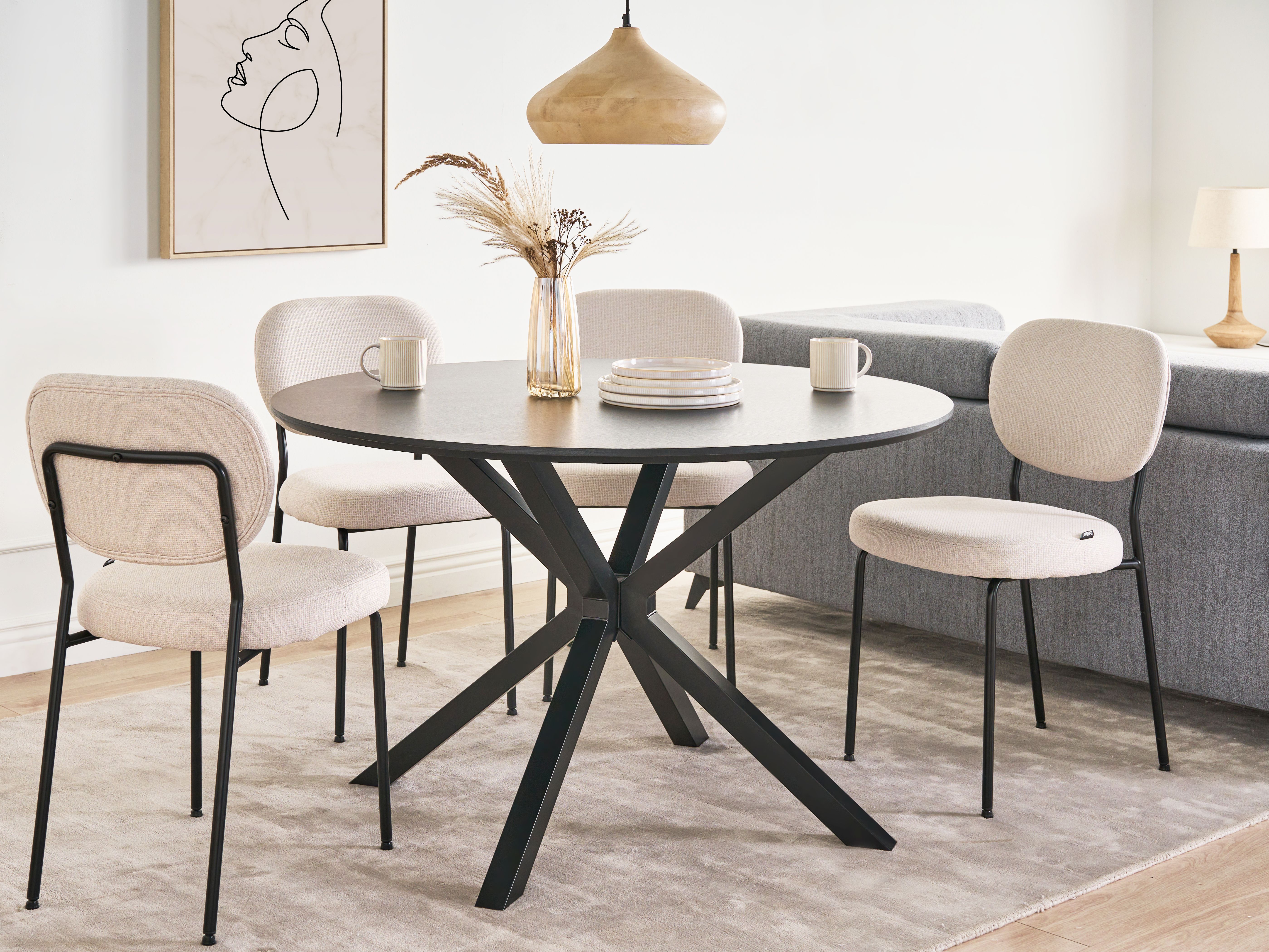 Dining Table FITZROY Black 120 cm 120 cm