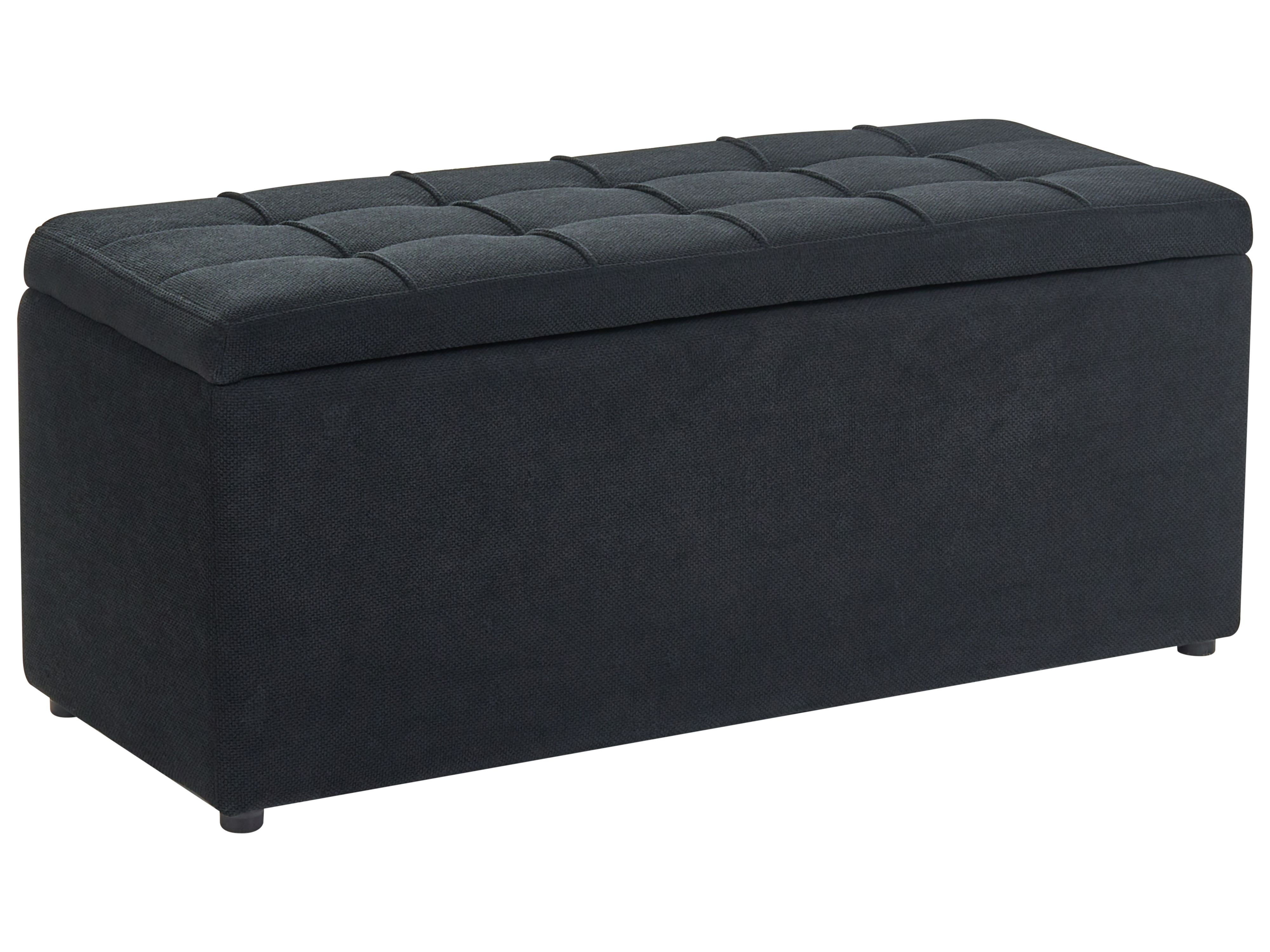 Storage Ottoman OREM Fabric 100 cm 40 cm Black